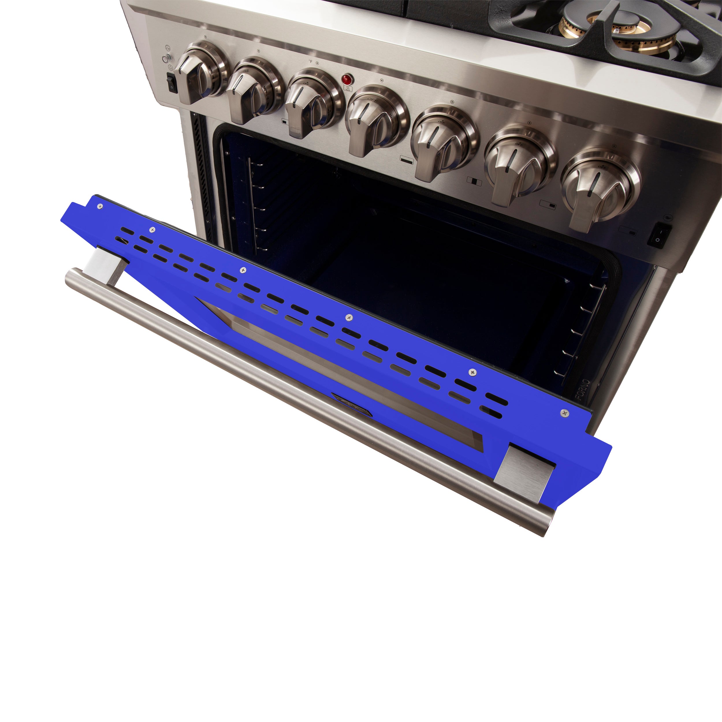 Forno 30 Inch Stainless Steel Gas Range - 5 Burner Capriasca Series with Convection Oven & Blue Door (FFSGS6260 30BLU) - Perfect for Home Kitchens, Restaurants & Outdoor Cooking