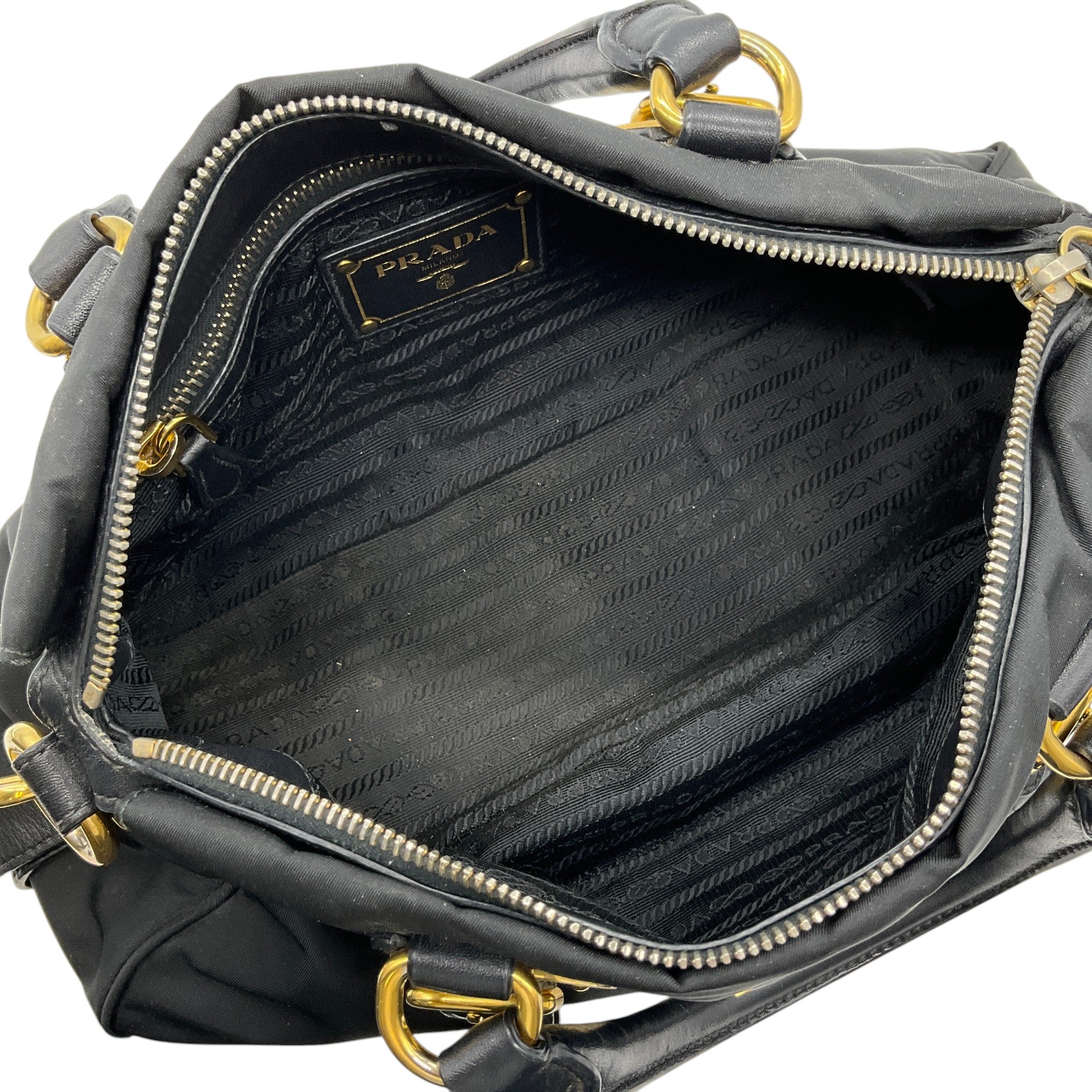Prada Black Belted Tessuto Two-Way Shoulder Bag for Women | Luxury Designer Handbag for Work, Travel & Everyday Use