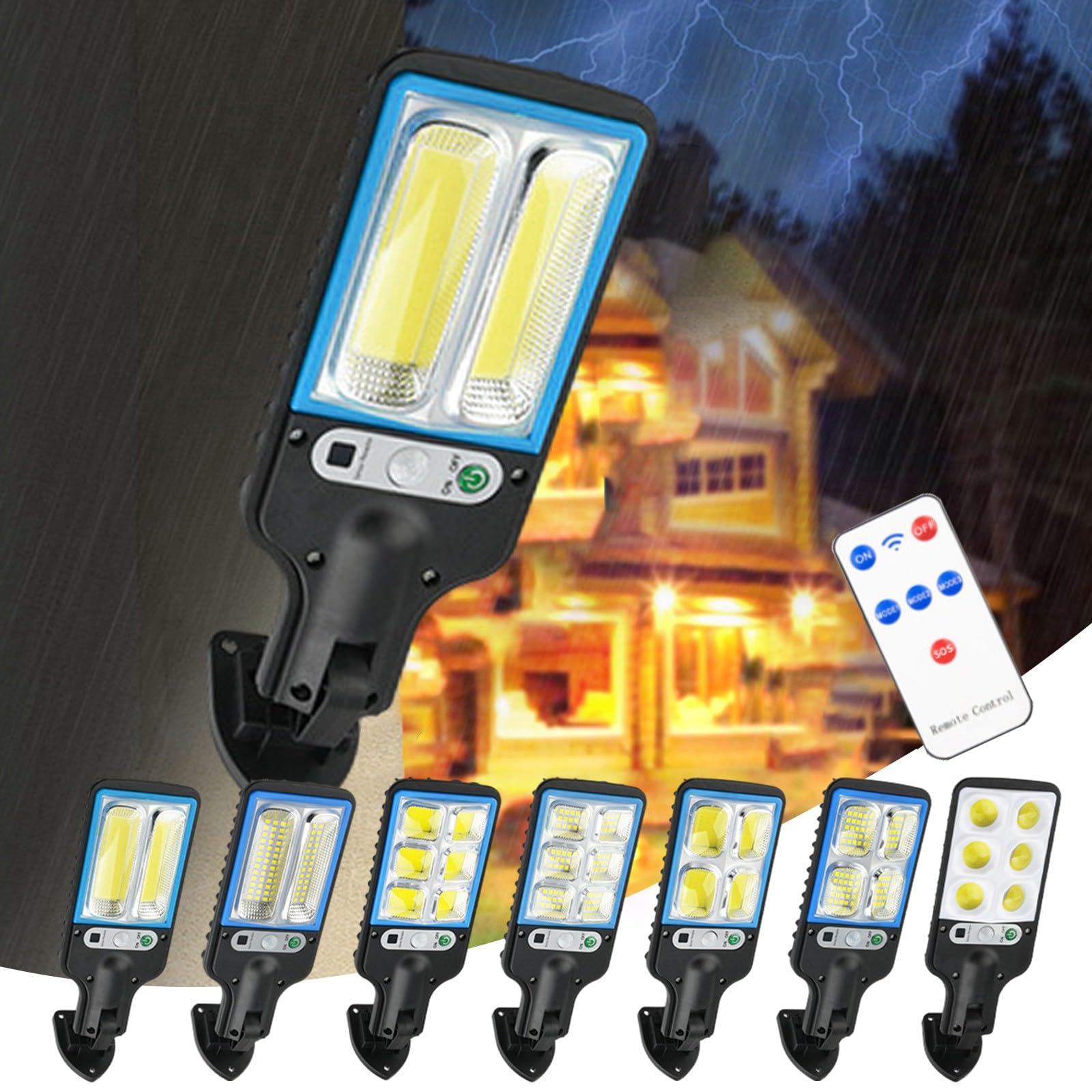 Solar Powered Outdoor Lights with Remote Control - IP65 Waterproof Motion Sensor Security Lights for Fence, Yard, Garden, Patio & Front Door - 3 Lighting Modes (Warm White/Cool White/Color Changing) - Perfect for Home Security, Landscape Lighting & Pathway Illumination