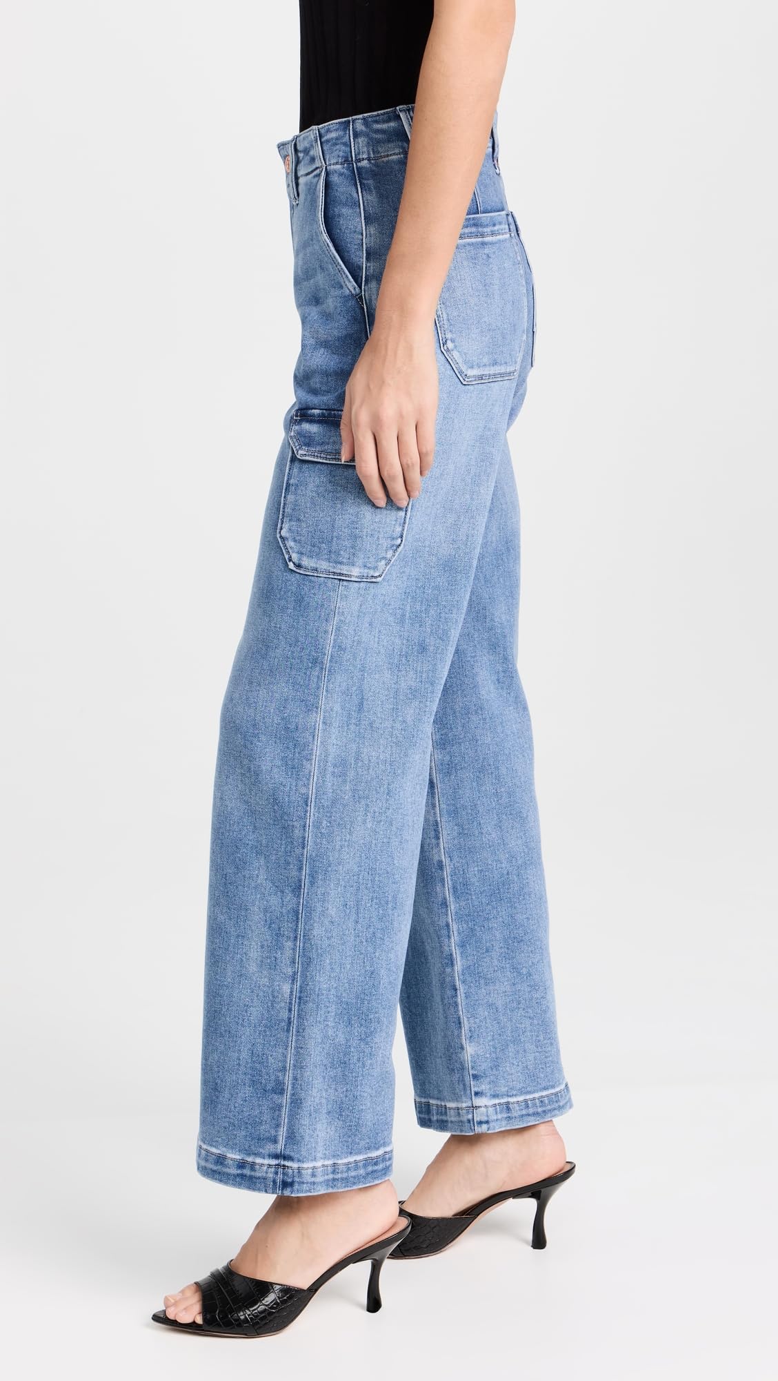 PAIGE Women's Carly Cargo Jeans - High Waisted Stretch Denim Pants with Utility Pockets | Casual & Streetwear Style for Everyday Wear