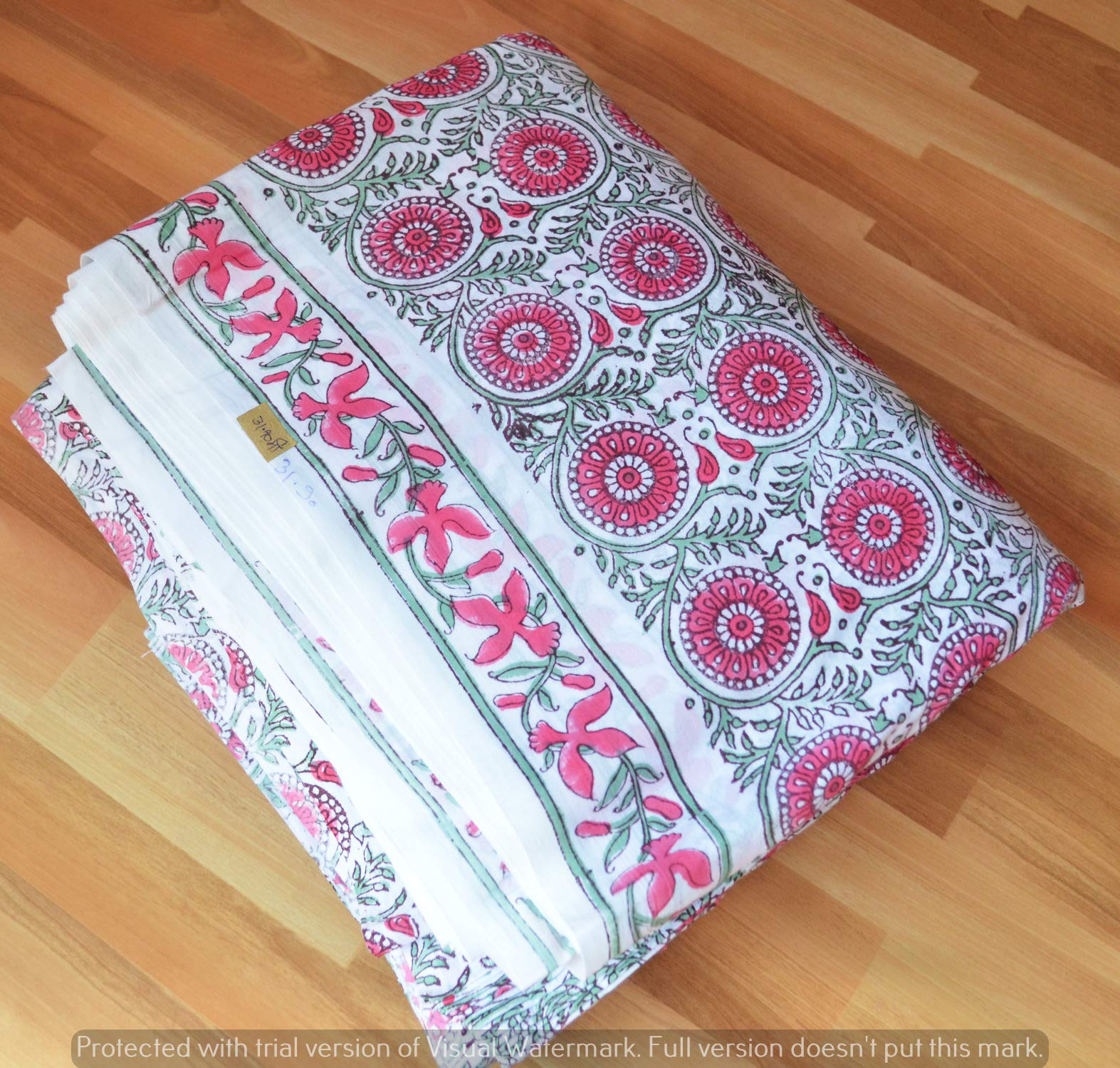 Printed Cotton Fabric by The Yard - Indian Summer Dress Material for Scarves, Cushions, Sofa Covers & Kurtis | 50 Yards | Perfect for DIY Fashion, Home Decor & Craft Projects