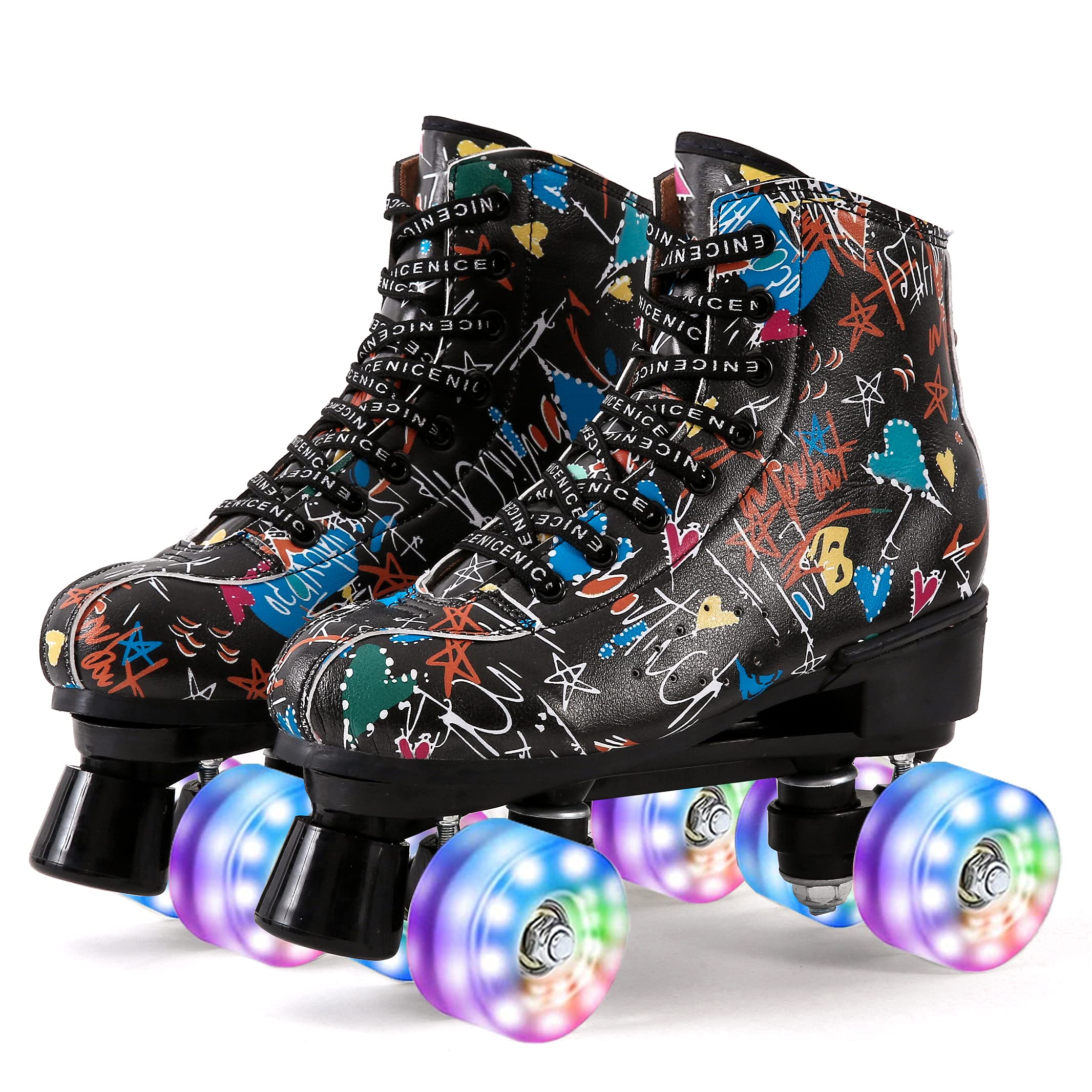 Women's Light Up Roller Skates for Beginners - Quad Wheels for Indoor & Outdoor Skating - Perfect for Girls' Fun, Fitness & Recreational Activities