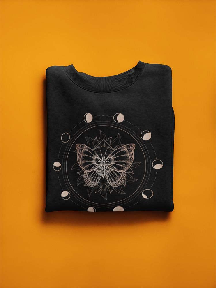 Smartprints Women's Moon Phases & Butterfly Graphic Hoodie - Cozy Pullover Sweatshirt for Casual Wear, Lounge & Outdoor Activities