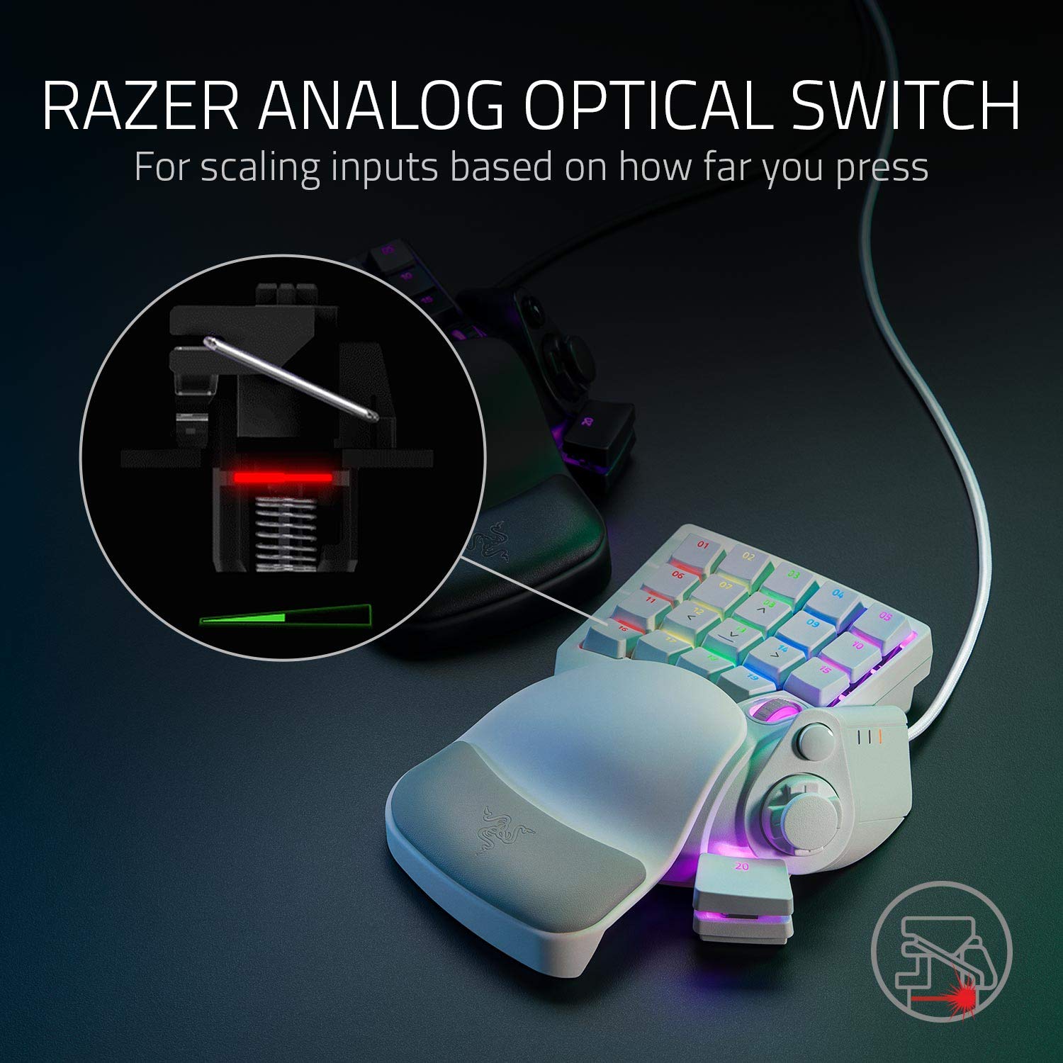 Razer Tartarus Pro Gaming Keypad with Analog-Optical Switches - 32 Programmable Keys, Rapid Trigger, Adjustable Actuation & Chroma RGB Lighting - Customizable Macros for PC Gaming - Perfect for MMO, MOBA and FPS Games (Mercury White)
