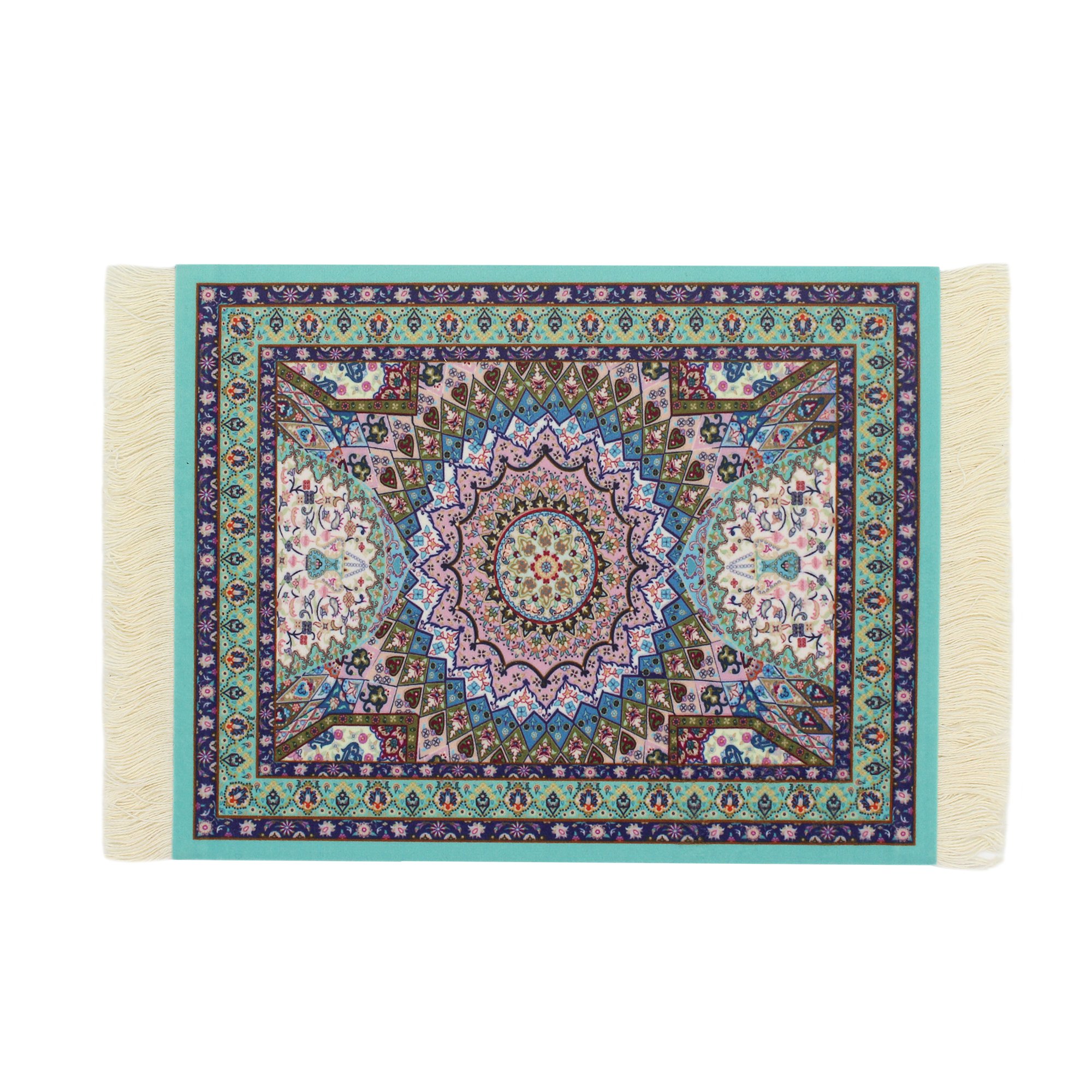 Persian Style Carpet Mouse Pad - Blue Heart Design, Non-Slip Ergonomic Desk Mat for Office & Gaming, Traditional Oriental Rug Pattern Computer Accessory for Home & Workspace Decor
