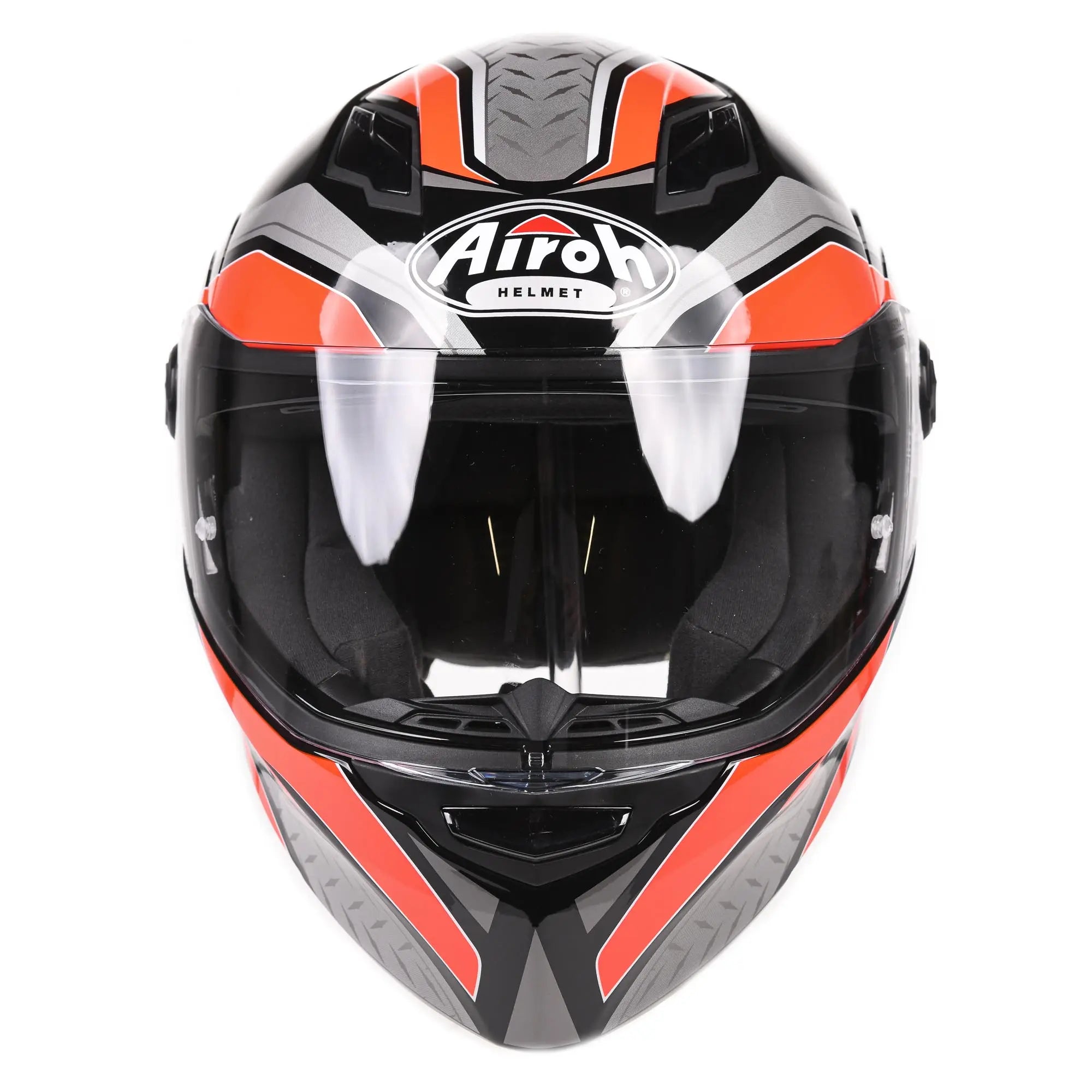 Airoh Movement S Steel Gloss Orange Motorcycle Helmet - Lightweight & Durable Full Face Helmet for Street Biking, Racing & Urban Commuting