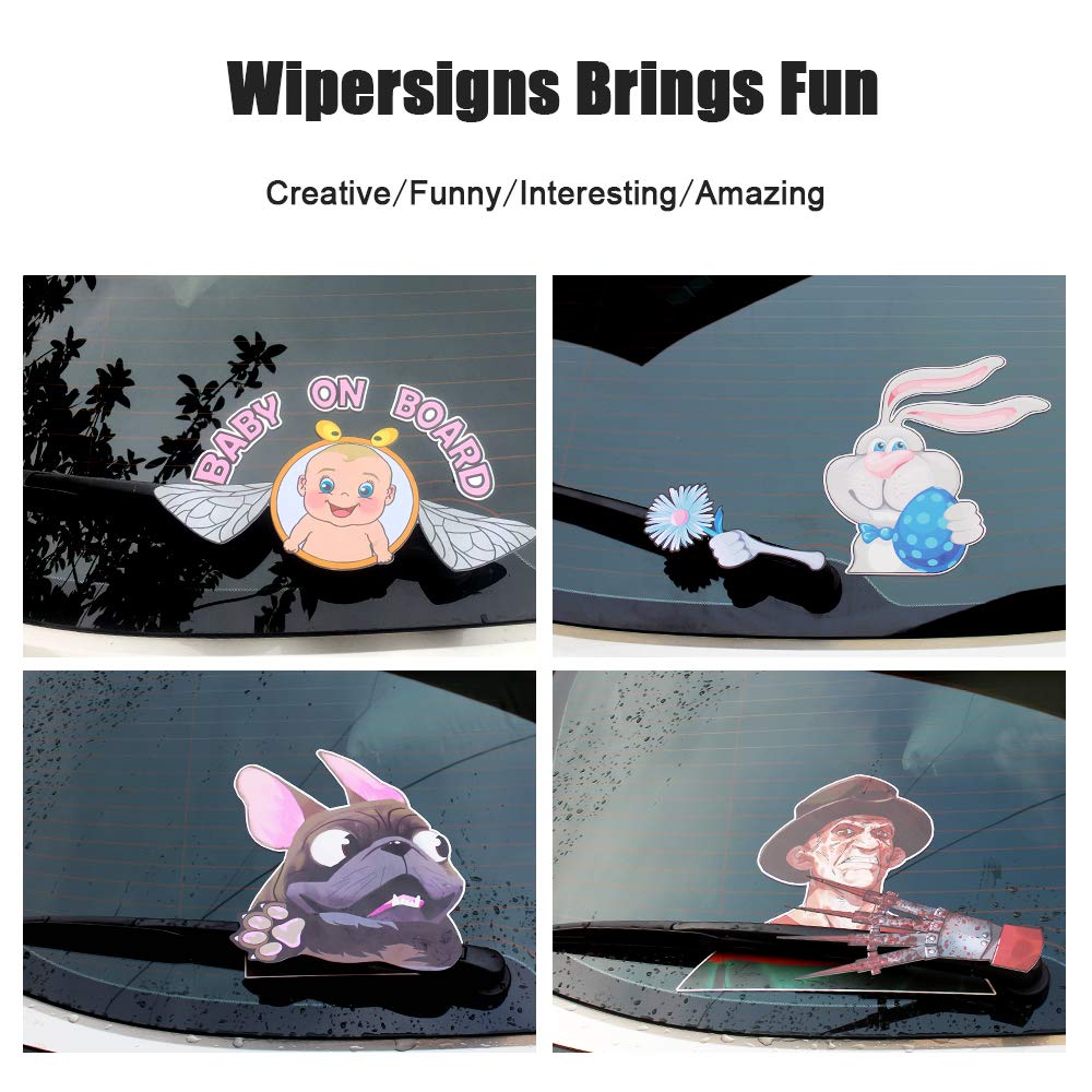Funny Christmas Elf Waving Arm Car Wiper Decal - Waterproof Rear Windshield Wiper Blade Sticker for Cars (Long Hat Elf Design) - Perfect for Holiday Car Decorations & Christmas Party Vehicle Accessories