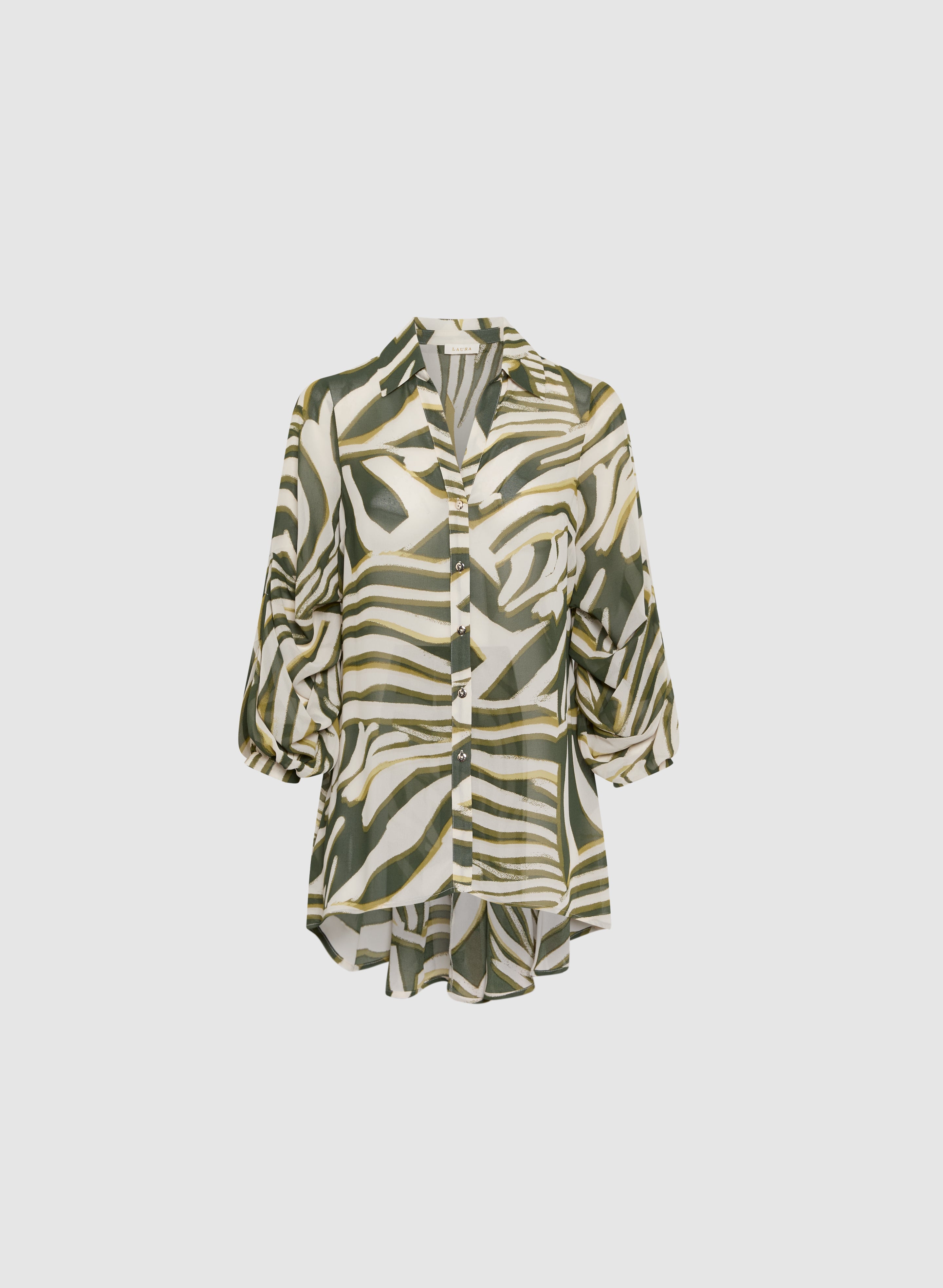 Stylish Animal Print Button Up Tunic Top for Women - Casual & Dressy Blouse for Work, Party, or Vacation Outfits