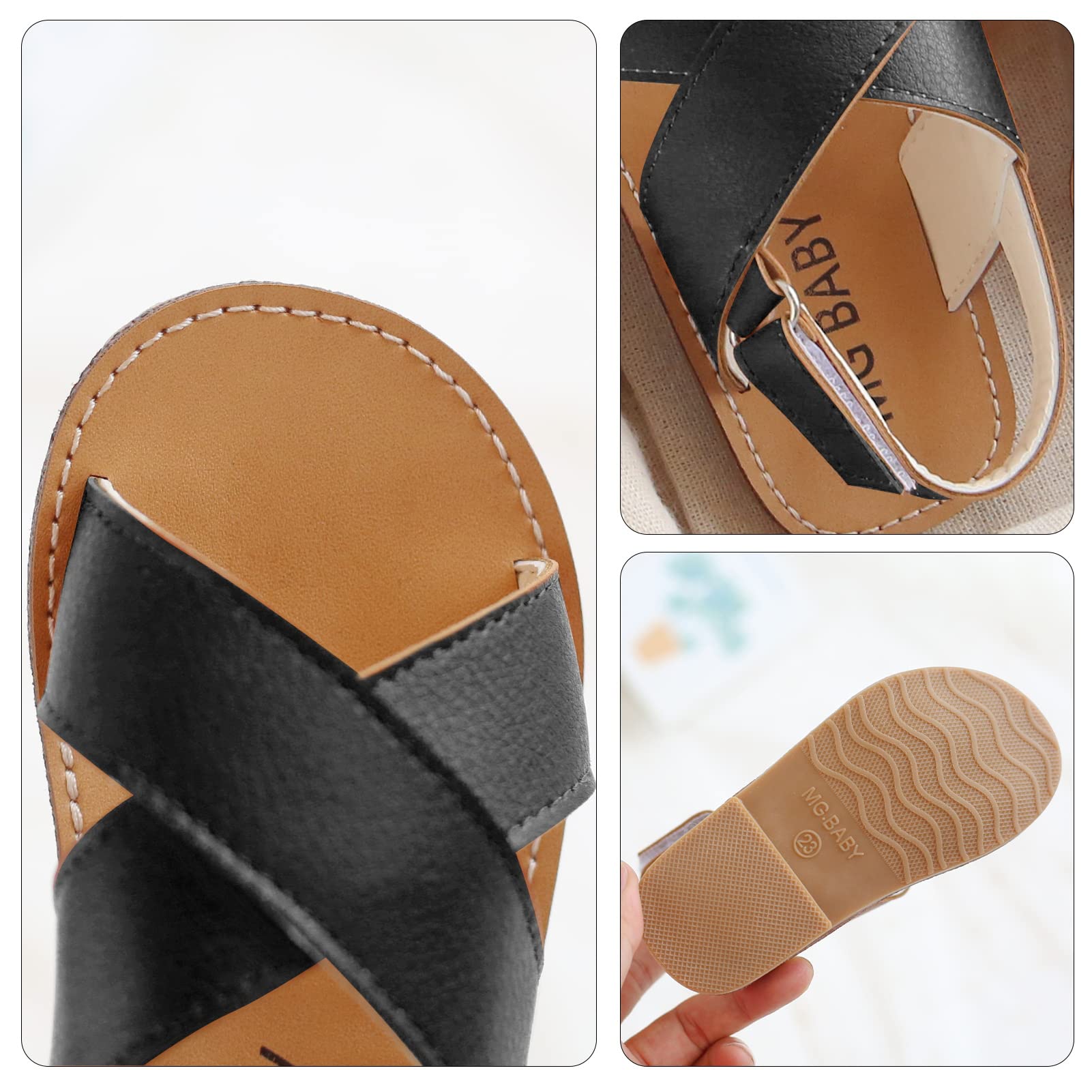 SEAUR Girls Sandals for Toddlers & Kids - Soft PU Leather Summer Sandals for Baby Boys & Girls - Comfortable Flat Sandals for Outdoor Play, Beach, Park & Daily Wear