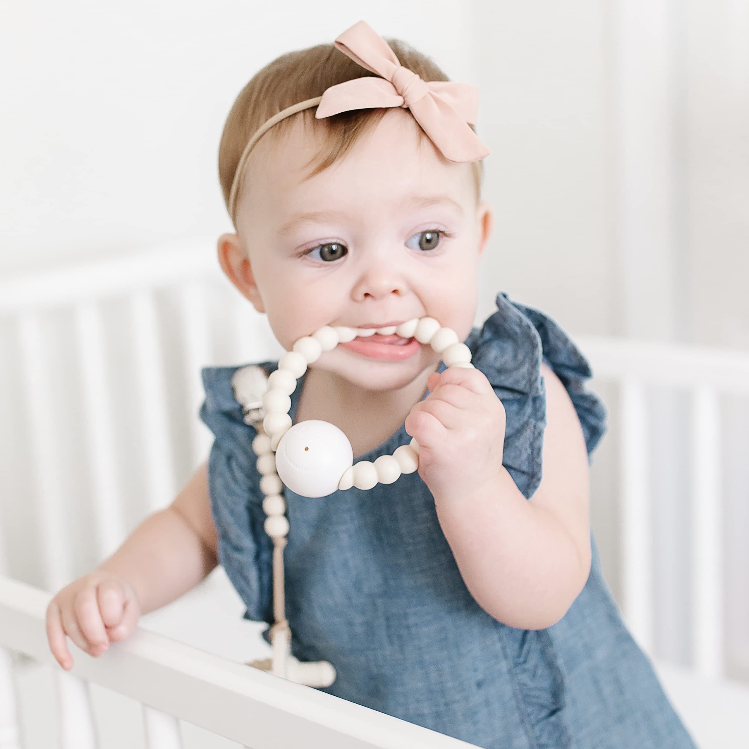 Ryan and Rose Cutie Teether Rattle - Ivory Baby Teething Toy with Soothing Bumps | Perfect for Newborns & Infants | Sensory Toy for Gum Relief & Early Development