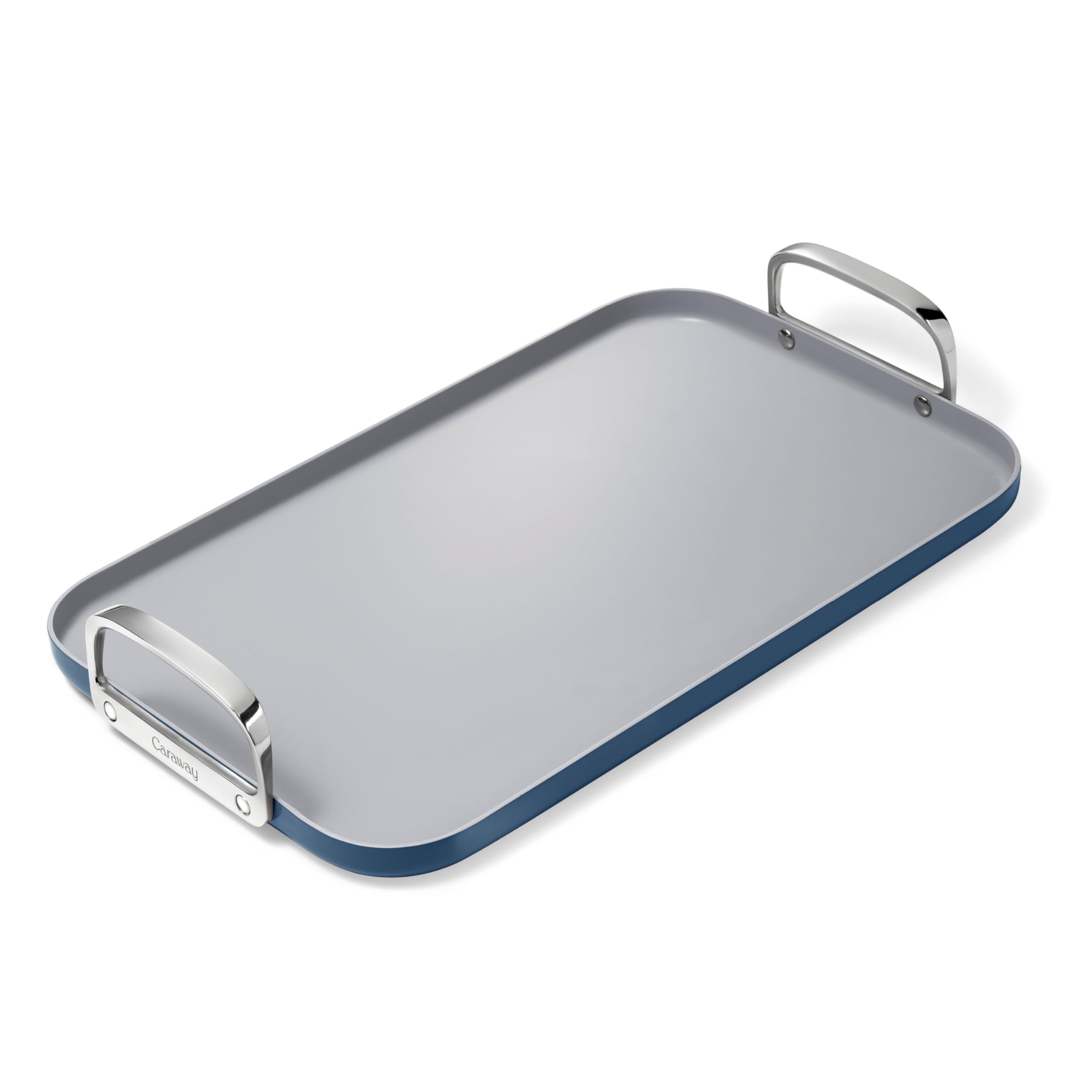 Caraway Double Burner Griddle - 19x12” Non-Stick Ceramic Coating Griddle Pan - PTFE & PFOA Free, Oven Safe & Stovetop Compatible - Navy Blue - Perfect for Pancakes, Burgers & Family Breakfast Cooking