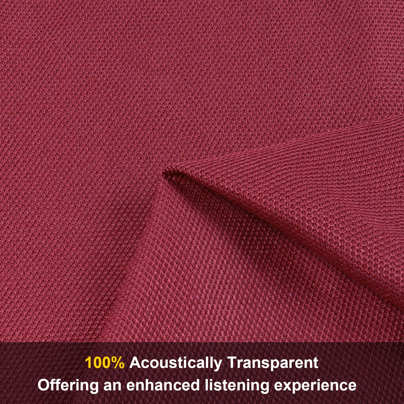 1 Yard Speaker Grill Cloth Fabric - Acoustically Transparent Stereo Mesh for Home Speaker Replacement - Burgundy (36