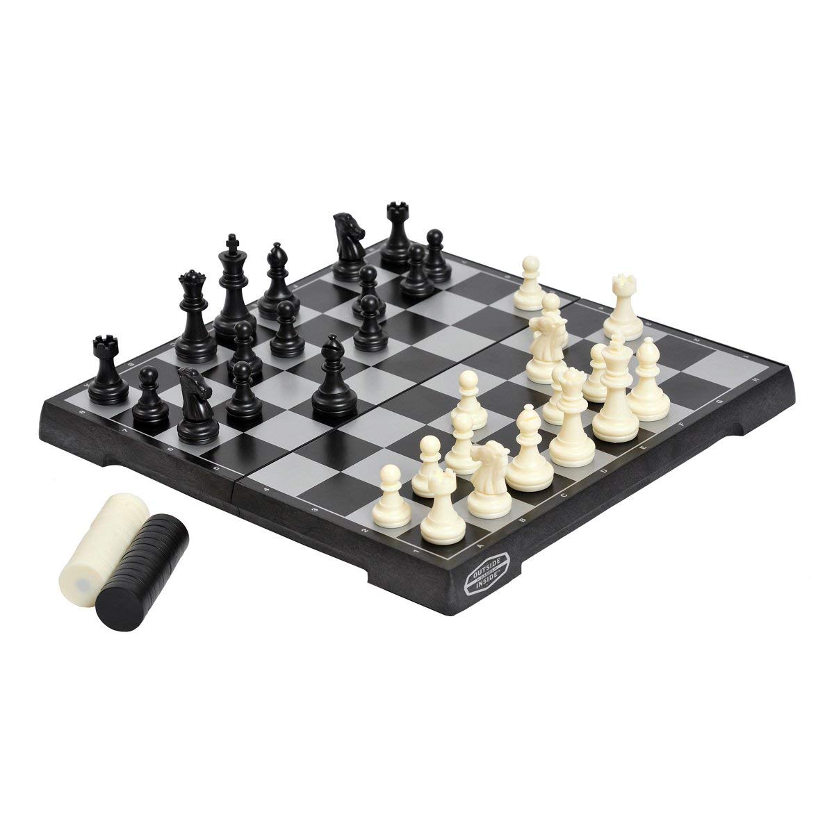 Compact Foldable Magnetic Travel Chess & Checkers Set - Portable Outdoor Backpack Game for Camping, Hiking, Road Trips & Family Fun