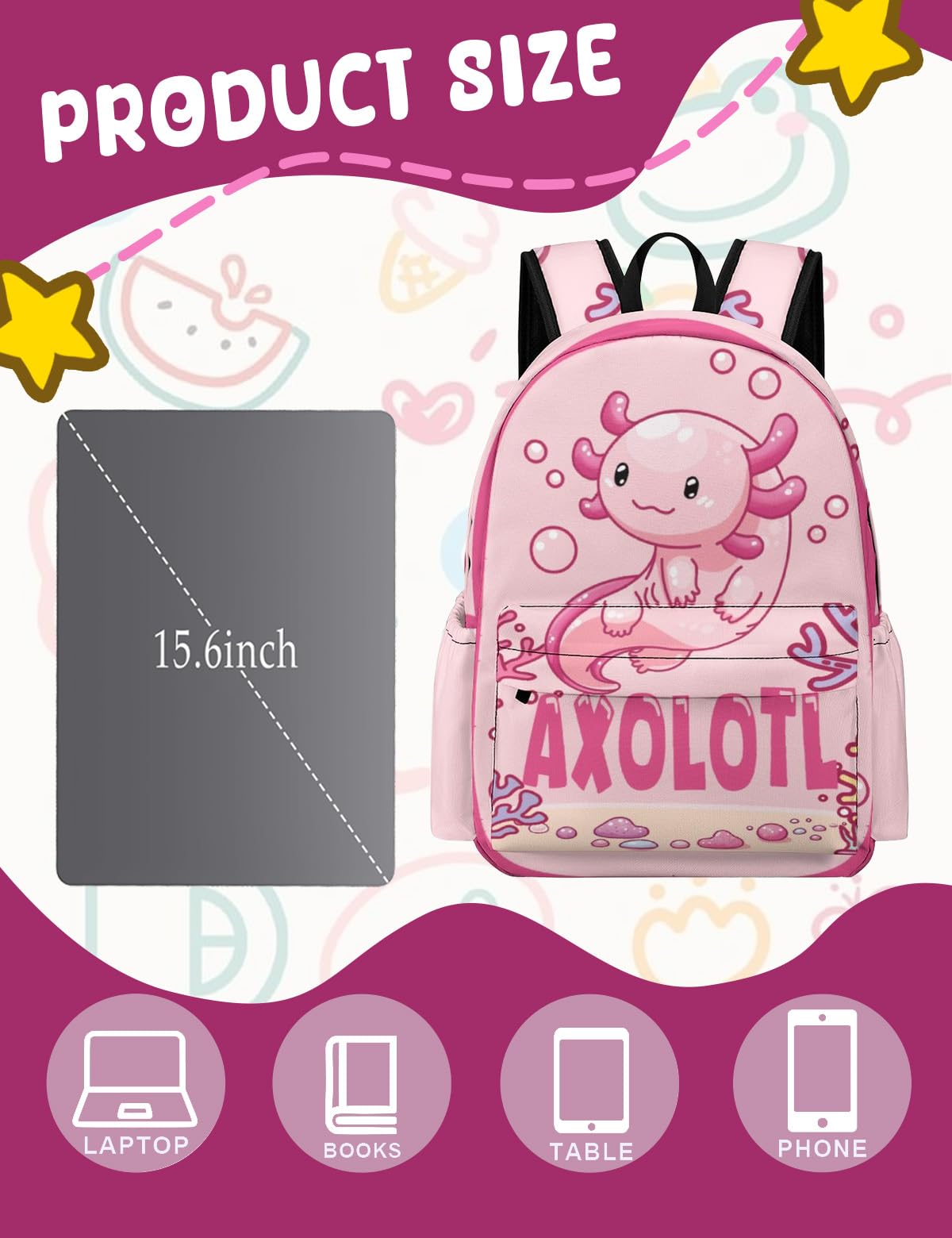 Axolotl Toddler Backpack 16.5