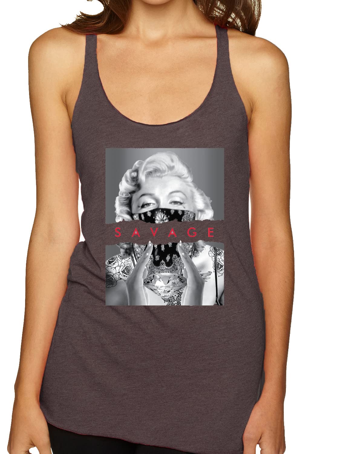 Marilyn Savage Bandana Tri-Blend Racerback Tank Top - Vintage Pop Culture Fashion for Women | Perfect for Concerts, Festivals & Summer Outfits