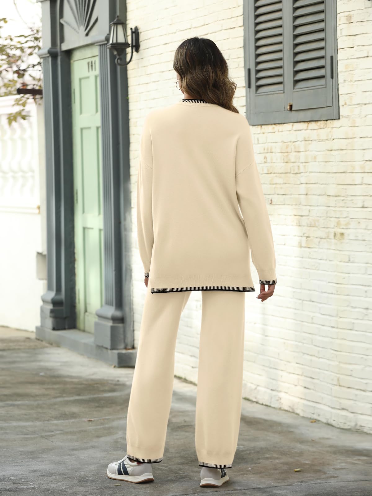 LILLUSORY Women's 2-Piece Knit Lounge Set - Soft Matching Sweater & Pants Outfit for Relaxing at Home, Yoga, and Casual Wear