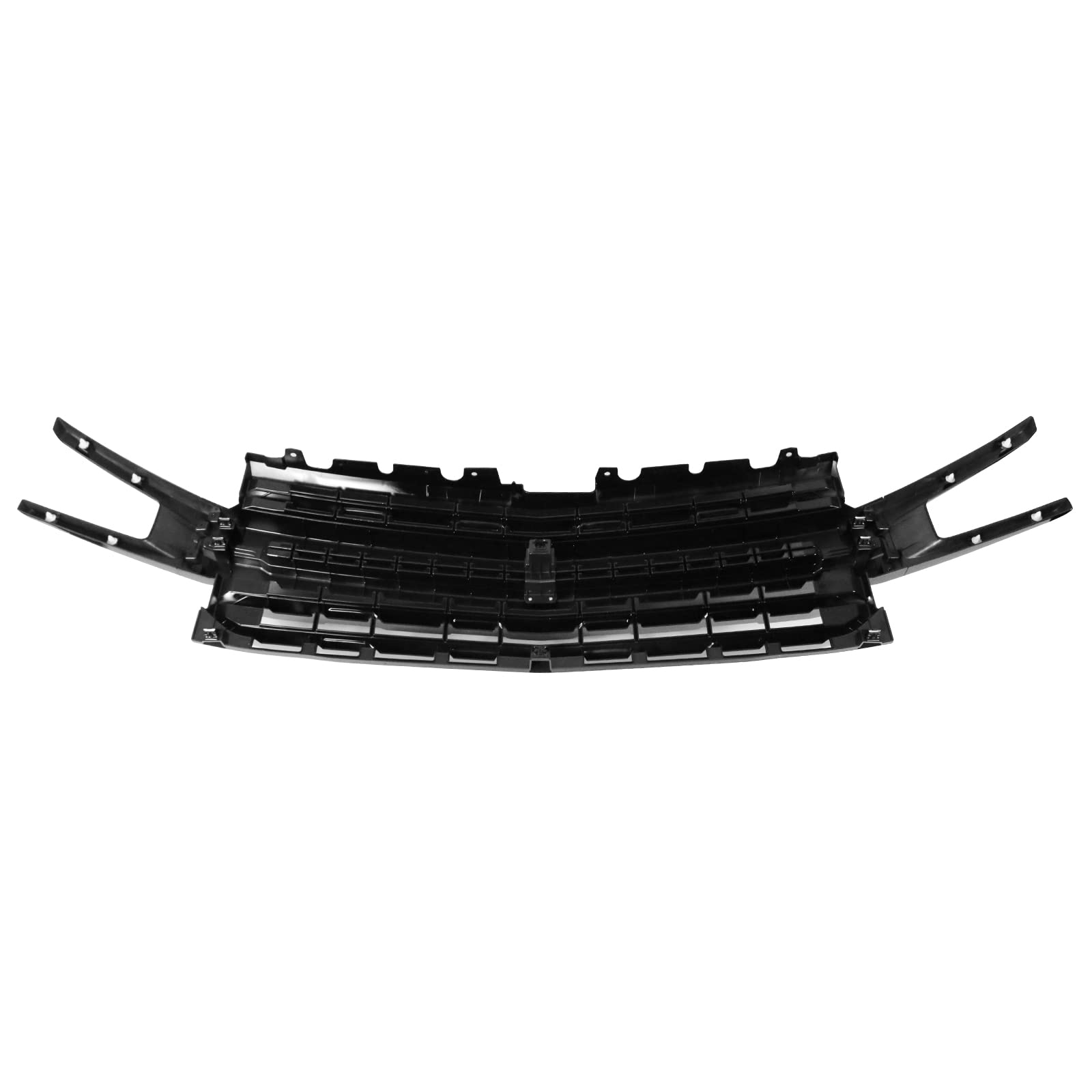 IKON MOTORSPORTS Glossy Black Front Bumper Hood Mesh Grill Compatible With 2019-2021 Chevrolet Silverado 1500 LT/LTZ/RST/High Country | Upgrade Your Truck's Style & Protection for Off-Road & Daily Driving