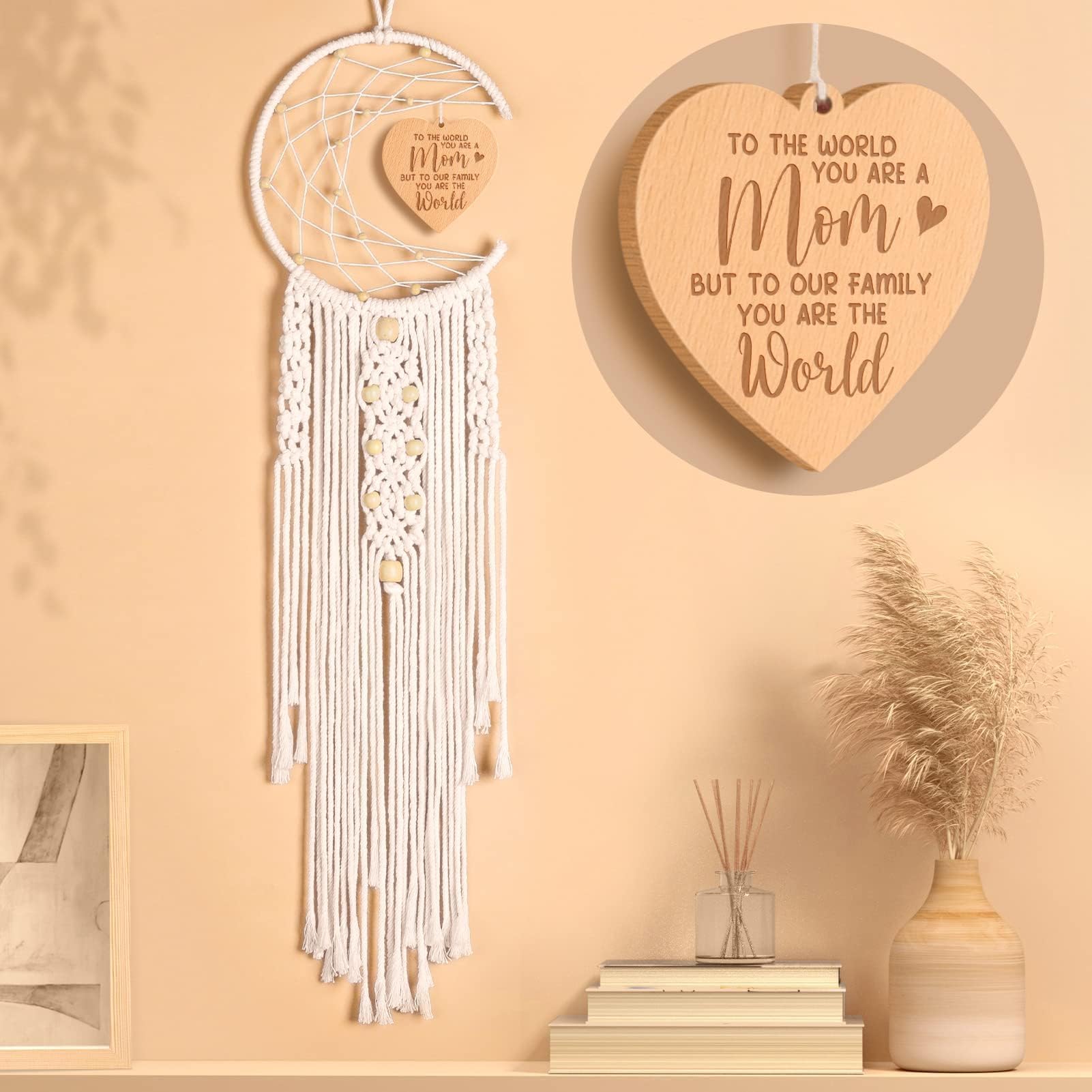 Dream Catcher with Heart Pendant - Boho Wall Decor for Mother's Day, Birthday, Easter Gifts for Mom, Women, Wife, Mother-in-Law | Perfect for Home Decoration and Special Occasion Presents