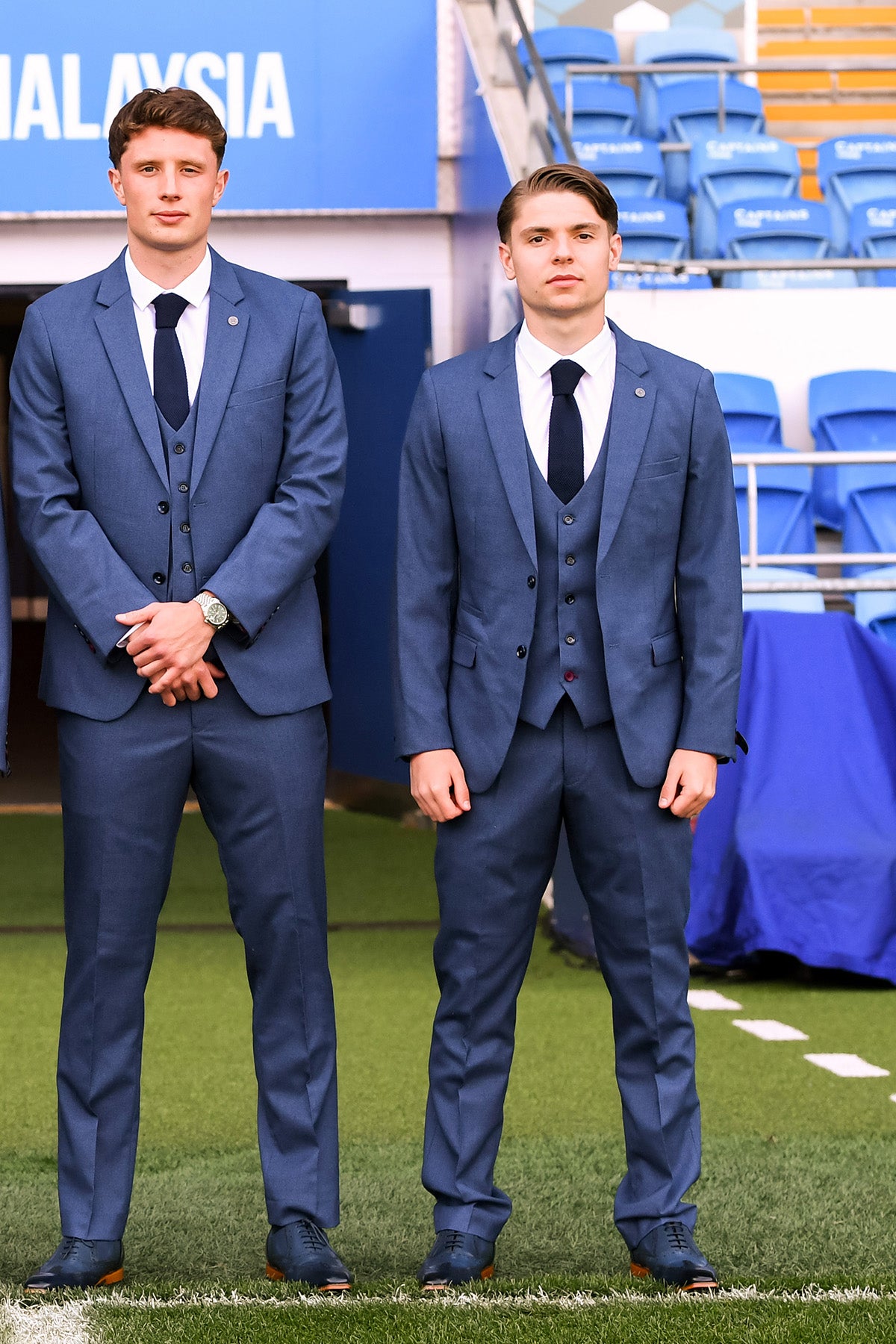 Official Cardiff City F.C. Club Suit | ASHLEY Navy Blue Three Piece Business Suit for Men | Perfect for Weddings, Office & Formal Events