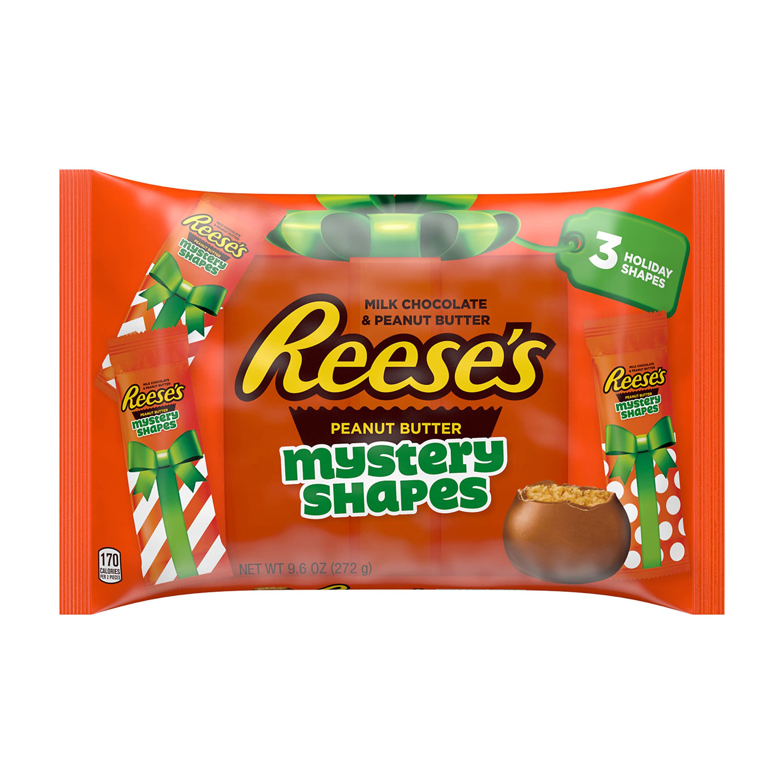 REESE'S Milk Chocolate Peanut Butter Assorted Shapes Holiday Candy - 9.6 oz Bag | Christmas Stocking Stuffers, Office Treats & Party Favors