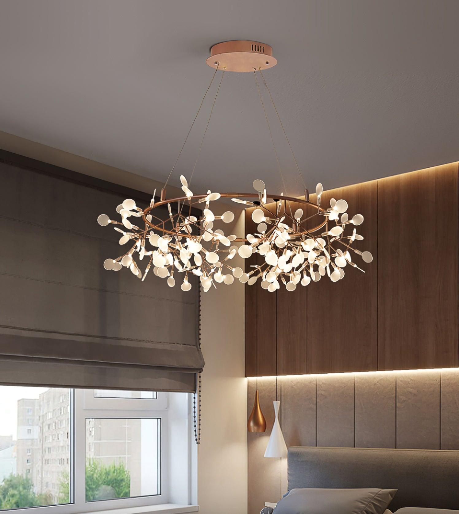 Big O Firefly LED Chandelier - Modern Crystal Ceiling Light Fixture for Dining Room, Living Room & Bedroom - Energy Efficient Dimmable Lighting for Home Decor