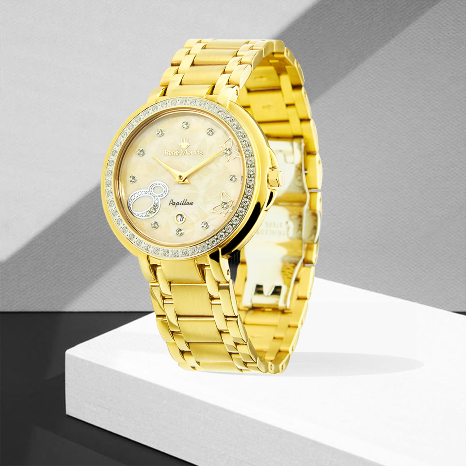 René Mouris Papillon Women's Luxury Watch - 36mm 316L Stainless Steel Case, Sapphire Coated Crystal, 50M Waterproof - Elegant Dress Watch for Business, Parties & Special Occasions