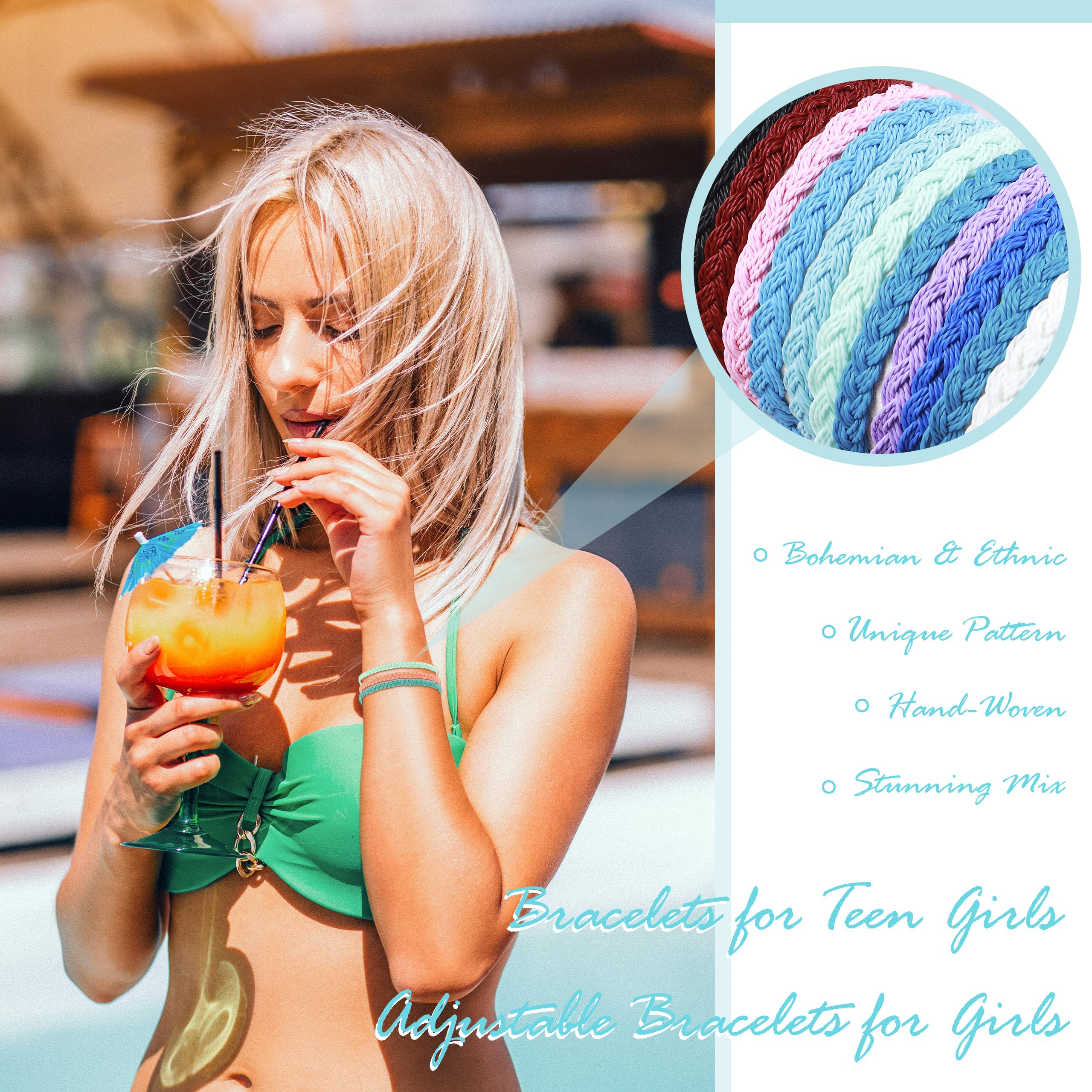 Trendy Adjustable String Bracelets for Women - Waterproof Friendship & Ankle Bracelets - Perfect for Summer, Beach, Surfing & Outfits - Great Gift & Stocking Stuffer Idea