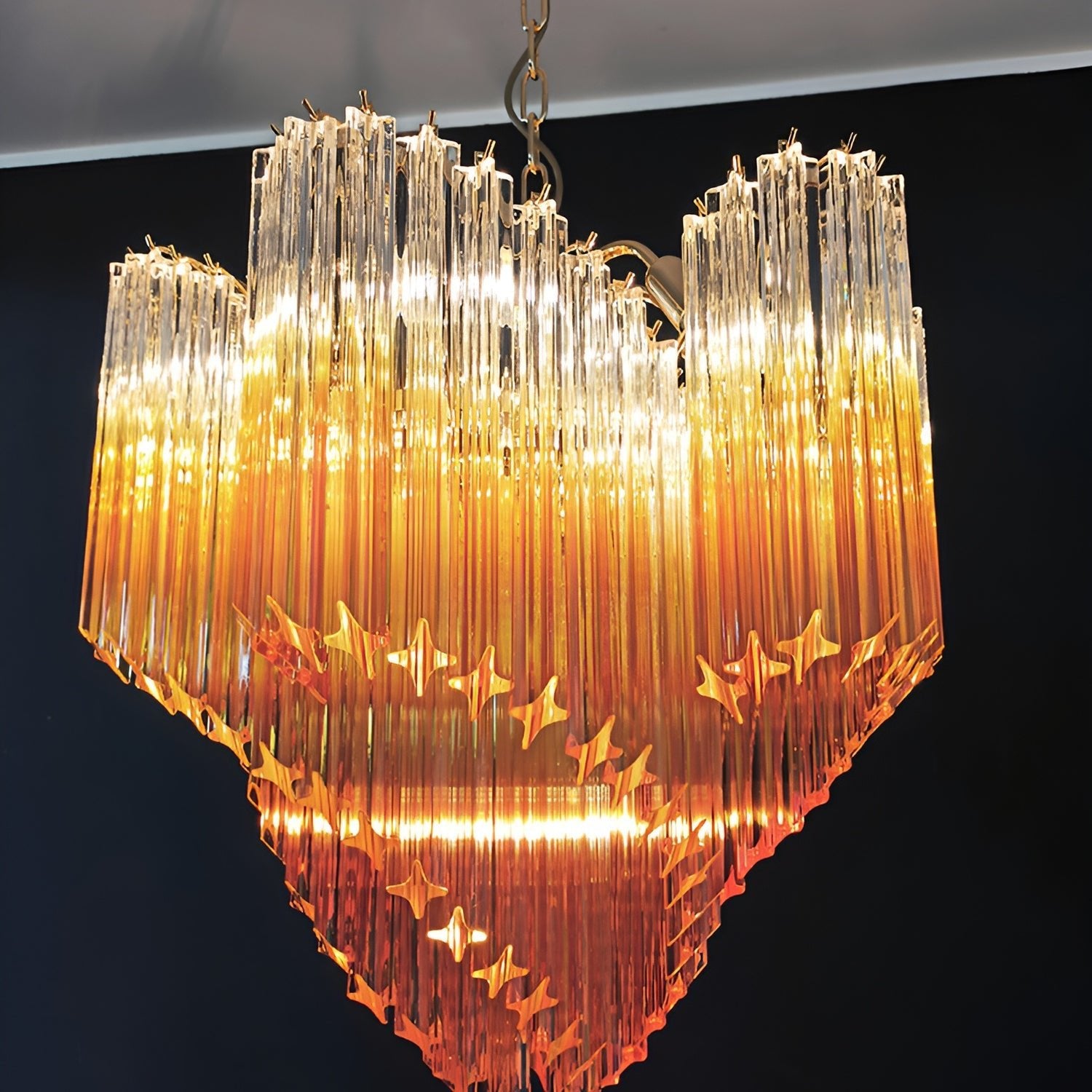 Elegant Murano Glass Prism Chandelier - Handcrafted Italian Crystal Ceiling Light Fixture for Dining Room, Living Room & Bedroom Decor