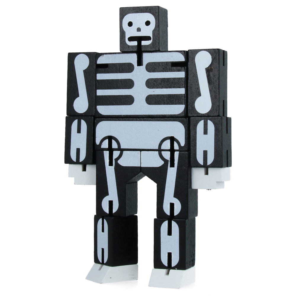 Cubebot Small Black/Skeleton Wooden Puzzle Toy - Fun Brain Teaser for Kids & Adults - Perfect for Office Desk, Stress Relief & Educational Play