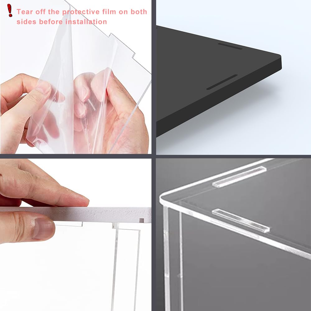 Nynelly Clear Acrylic Display Case for Lego 21319 & 75292 Sets - 11.8×15.7×7.9 Inch Countertop Showcase with Black Base - Perfect for Collectible Figures, Toys, and Miniature Displays - Ideal for Home, Office, or Retail Store Decor