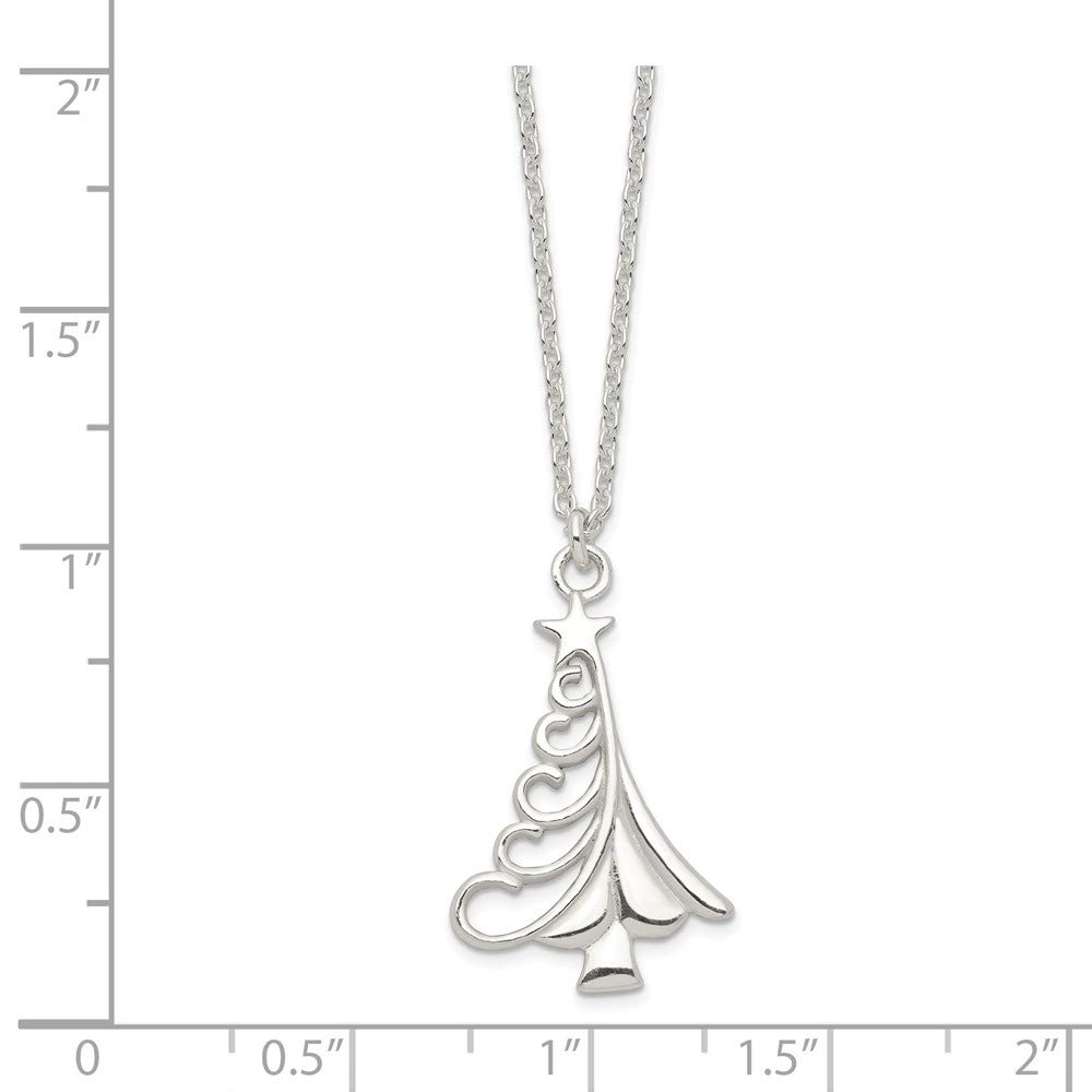 925 Sterling Silver Christmas Tree Pendant Necklace - Holiday Gift
