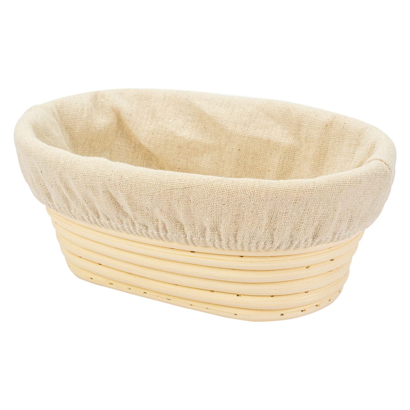 8 Inch Oval Long Banneton Bread Proofing Basket with Liner - Natural Rattan Dough Rising Basket for Sourdough, Artisan Bread Baking | Perfect for Home Bakers & Professional Bakeries