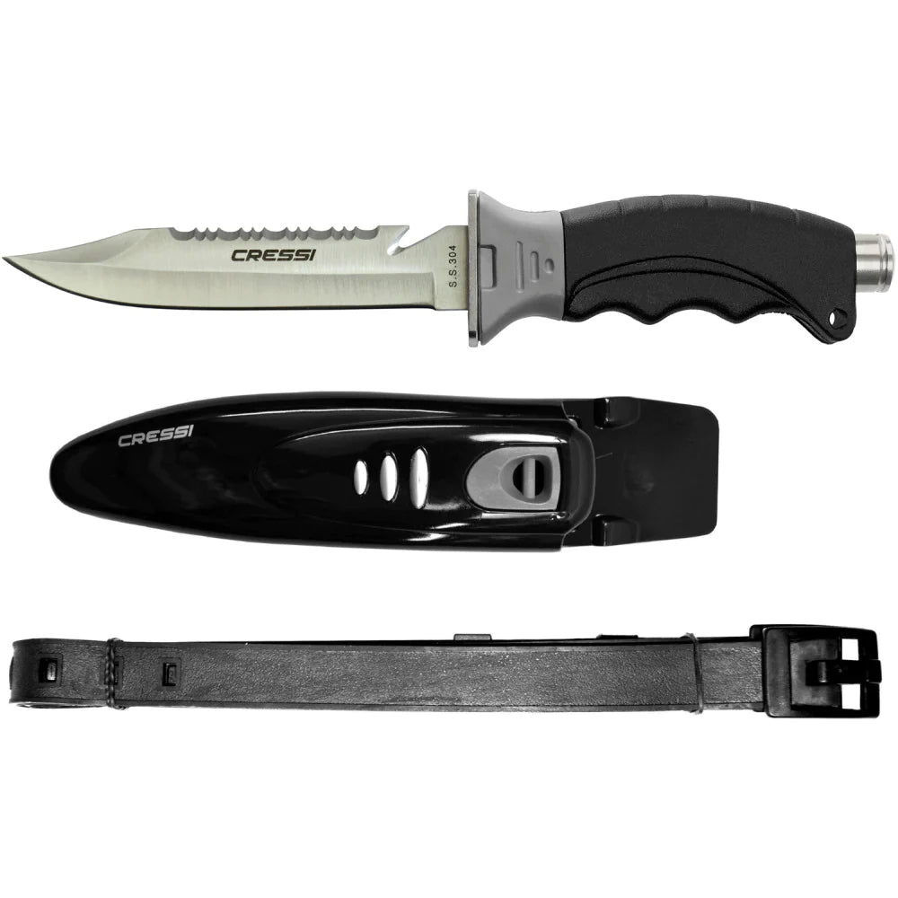 Cressi Borg Knife with Pointed Tip - Professional Diving Knife for Scuba, Spearfishing & Underwater Safety - Perfect for Divers, Snorkelers & Water Sports Enthusiasts