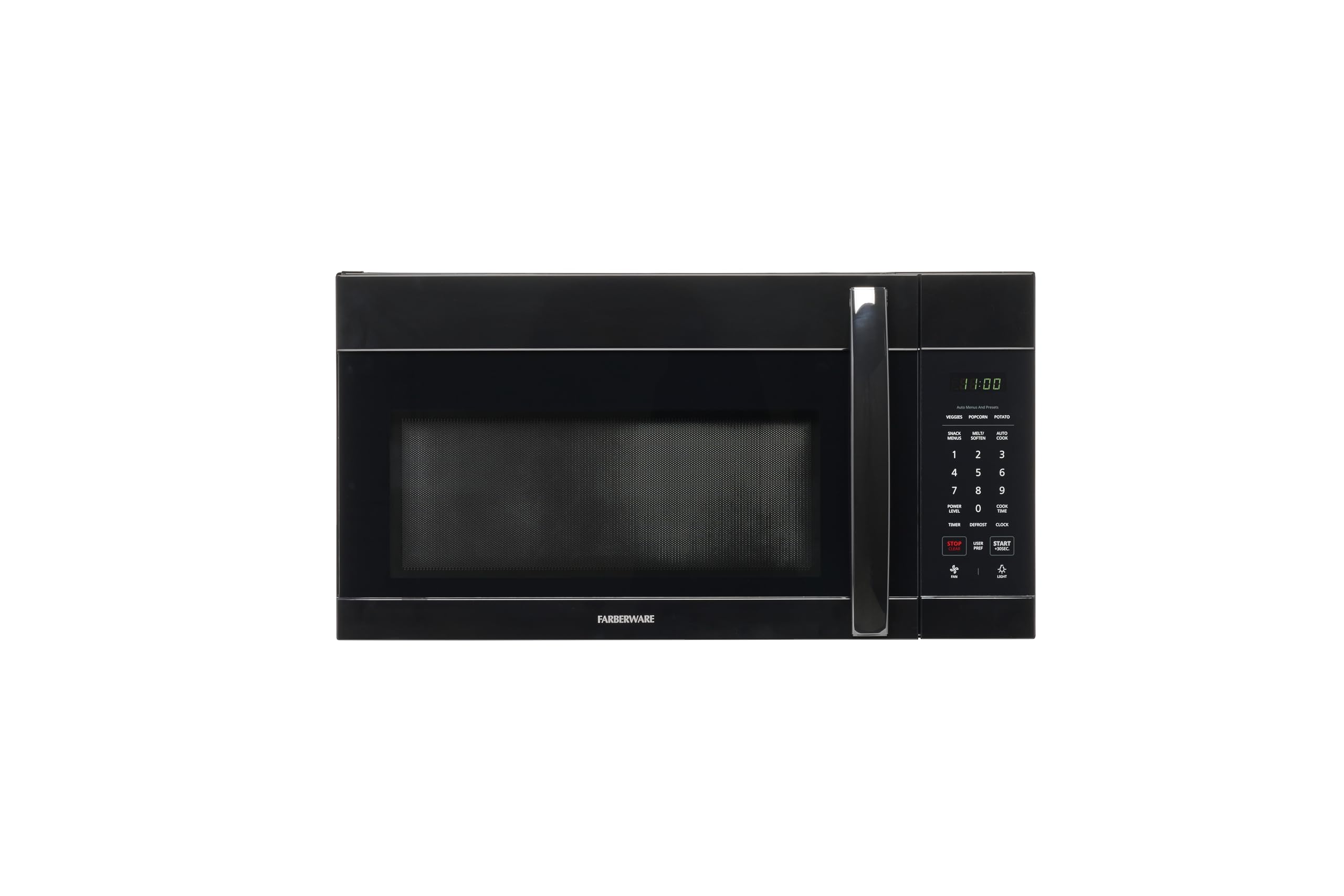 Farberware 1.7 Cu. Ft. 1000W Over-the-Range Microwave Oven with Auto Reheat, Multi-Stage Cooking, Melt/Soften, Child Lock & LED Display - Compact Space-Saving Design - Black - Perfect for Small Kitchens, Apartments & Efficient Cooking