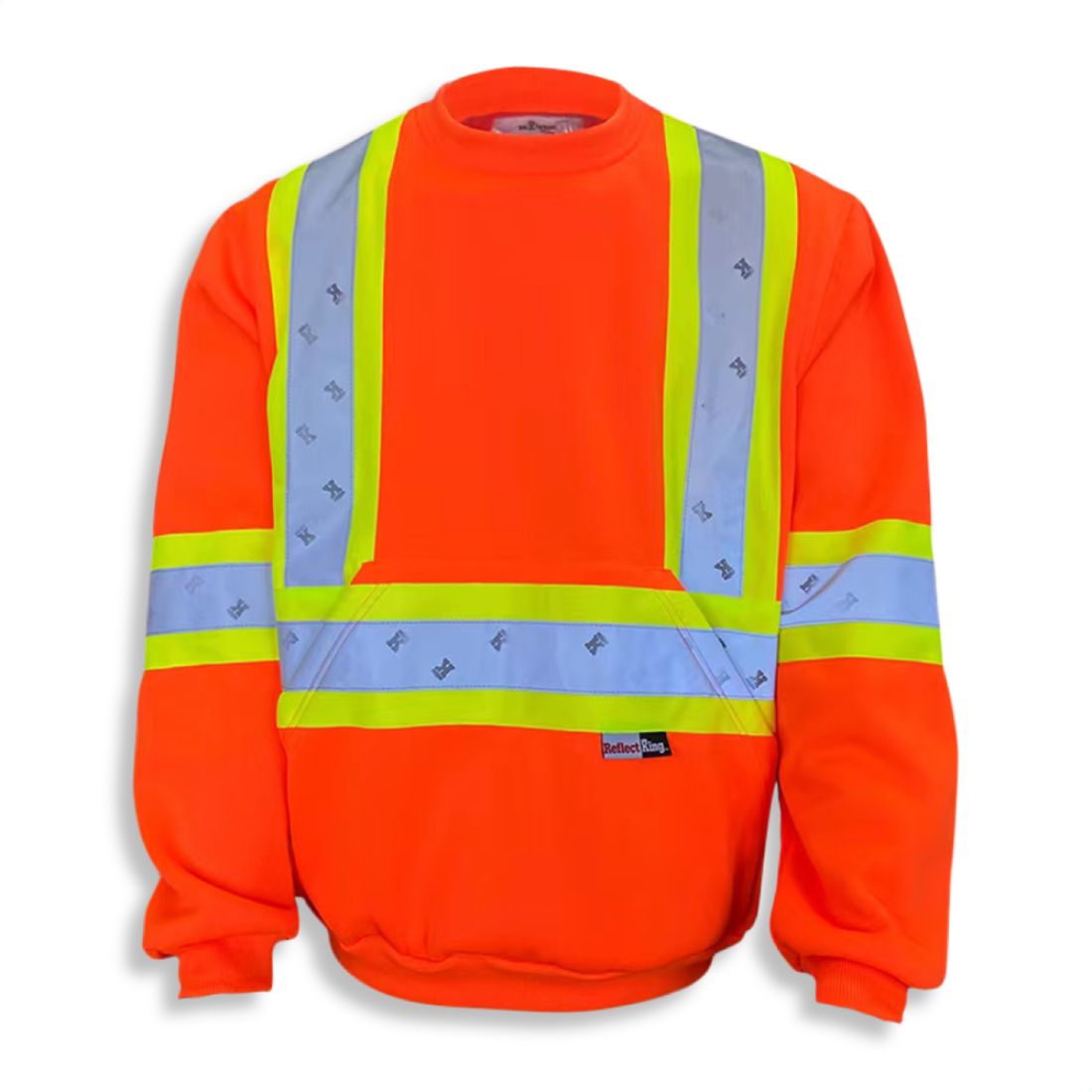 Big K Men's High Visibility 11oz Polyester Microfleece Crewneck Sweatshirt BK3559OR - Warm Workwear for Construction, Road Crew & Outdoor Safety