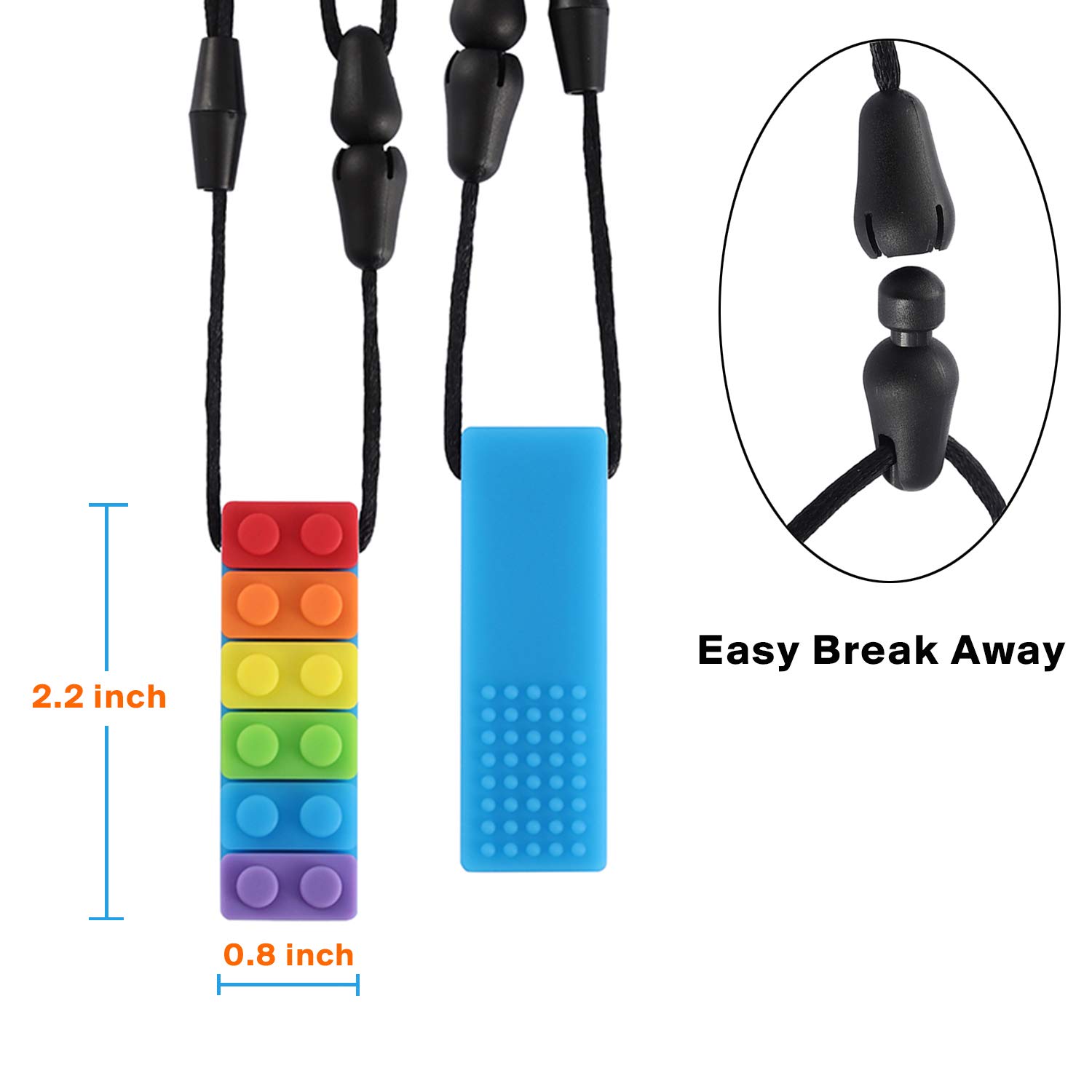 Seeway Sensory Chew Necklaces for Kids & Toddlers - 2 Pack Autism & ADHD Teething Toys, BPA-Free Silicone Oral Motor Chewers for Anxiety Relief - Perfect for School, Travel & Sensory Therapy
