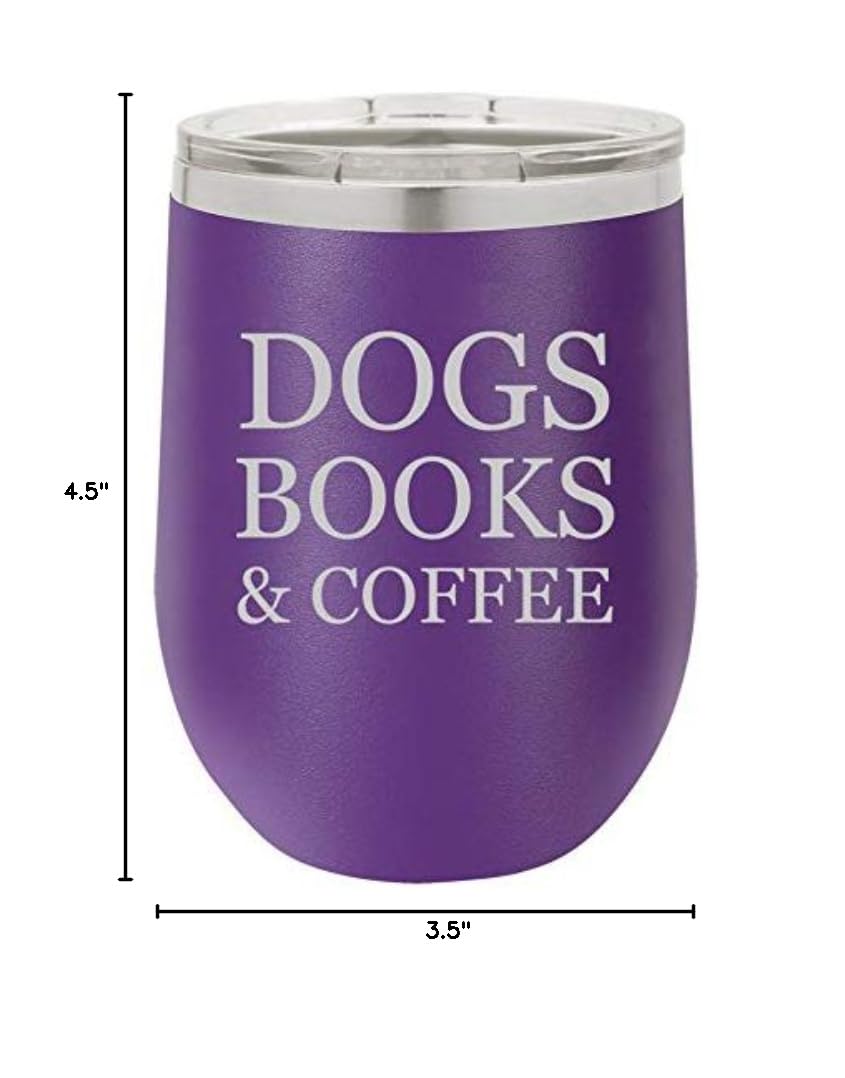 12 oz Double Wall Vacuum Insulated Stainless Steel Wine Tumbler - Stemless Coffee Travel Mug with Lid - Leakproof & Sweatproof - Perfect for Hot/Cold Drinks, Office, Commuting & Outdoor Activities (Purple)