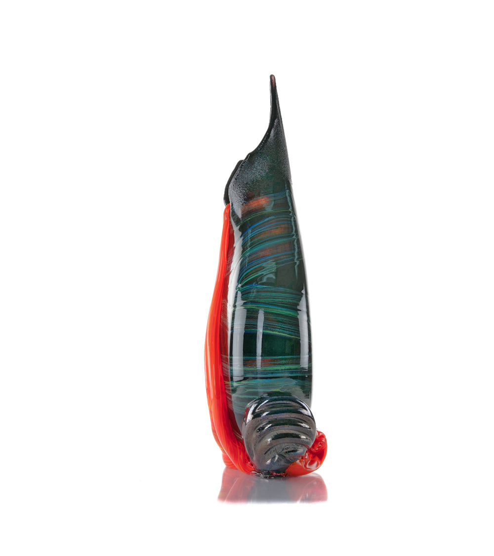 Daniel Moe Black Lava Trail 1 Glass Vessel - Modern Home Decor, Unique Centerpiece for Dining Table, Living Room, or Office