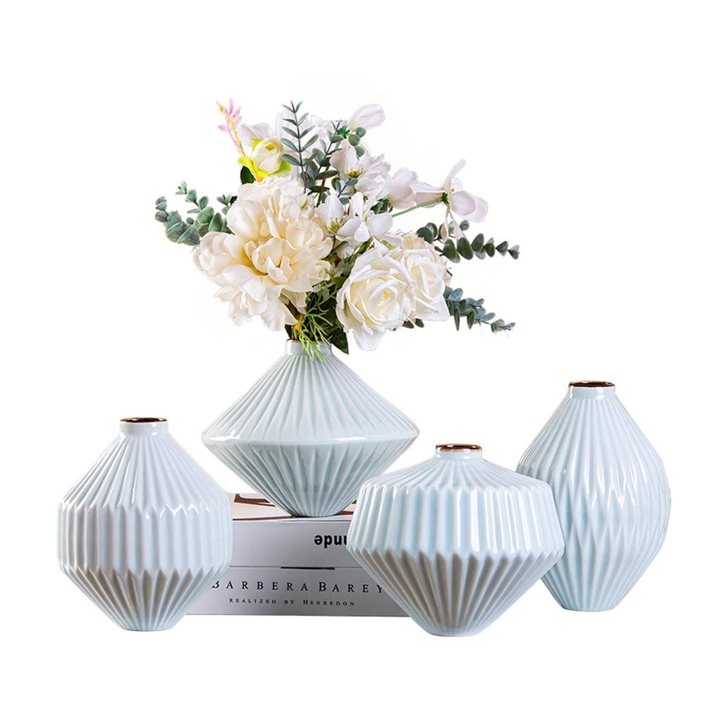 LiLi_Shop White Ceramic Vase - Modern Minimalist Flower Vase for Home Decor, Desktop Hydroponic Plants & Dried Flower Arrangements - Perfect for Living Room, Office, Wedding Centerpiece & Gift Idea