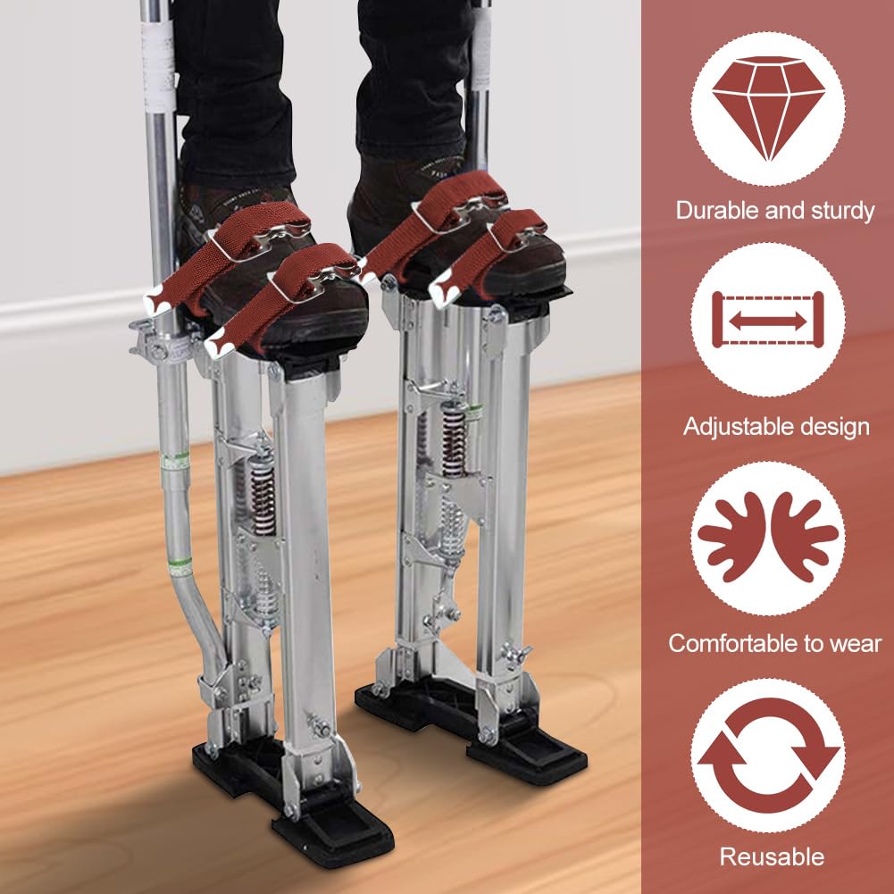 Tookie 4PCS Adjustable Drywall Stilts with Leg Band Straps Kit - Professional Leg Fixation Strap Replacement for Construction Workers & Painters - Perfect for Ceiling Work, Wall Repair & Home Renovation Projects