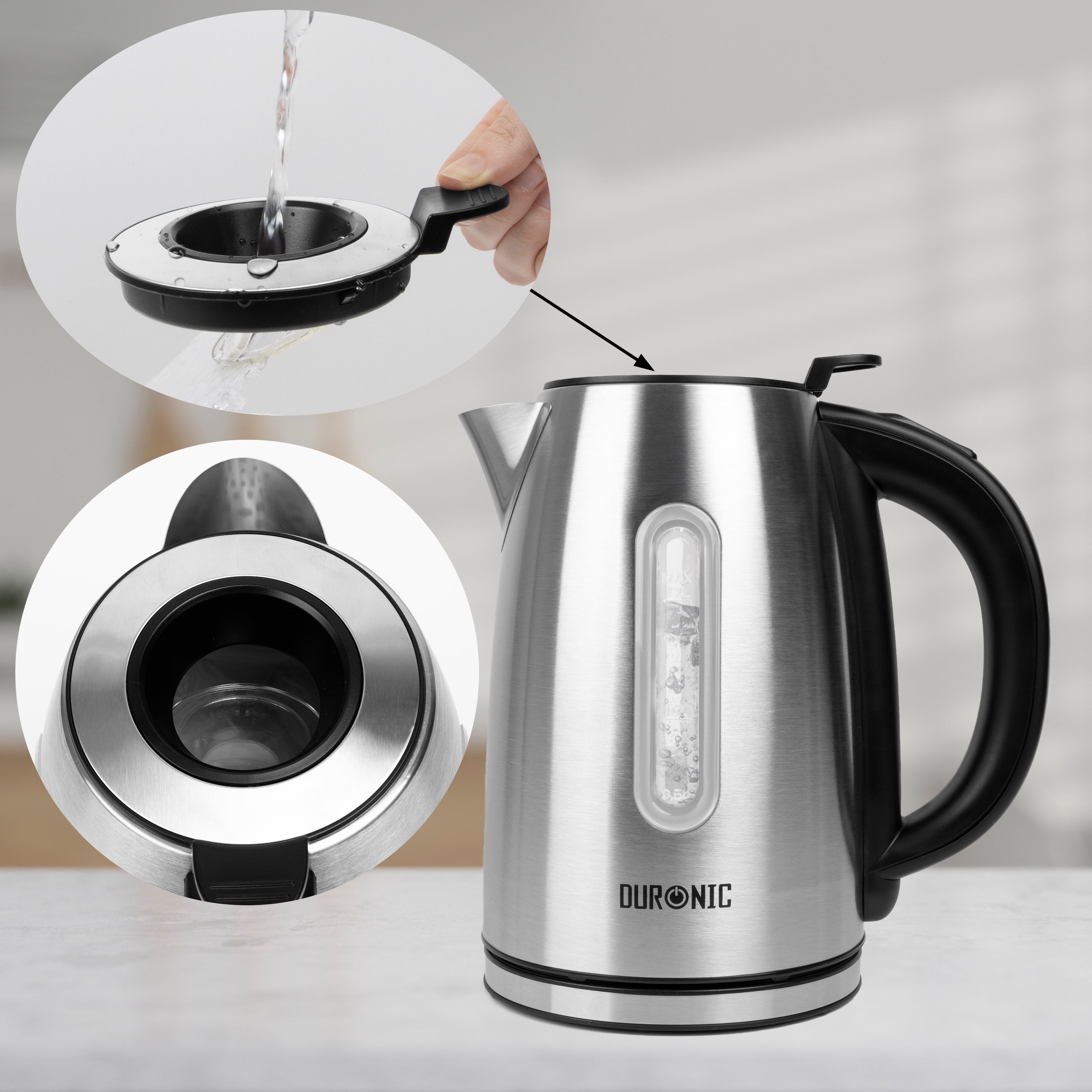 Duronic EK43 Stainless Steel Electric Kettle with Digital Temperature Control - Fast Boiling Water for Tea, Coffee, Hot Chocolate & Soup - Perfect for Home, Office & Kitchen Use