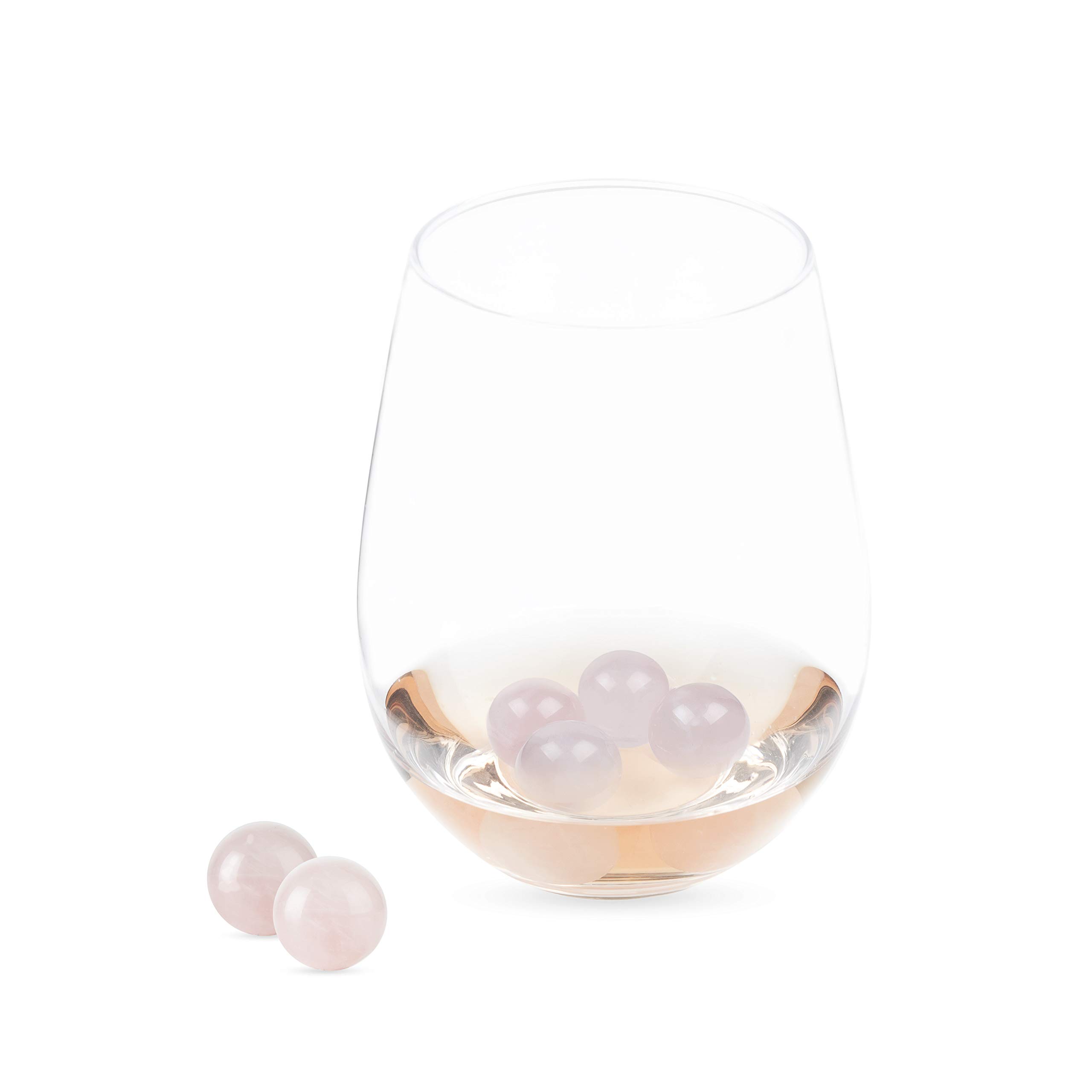 Twine Rose Quartz Wine Gems - Set of 6 Pink Drink Chillers & Whiskey Stones | Real Polished Rose Quartz Stone Spheres for Wine, Cocktails & Whiskey | Perfect for Parties, Gifts & Home Bars