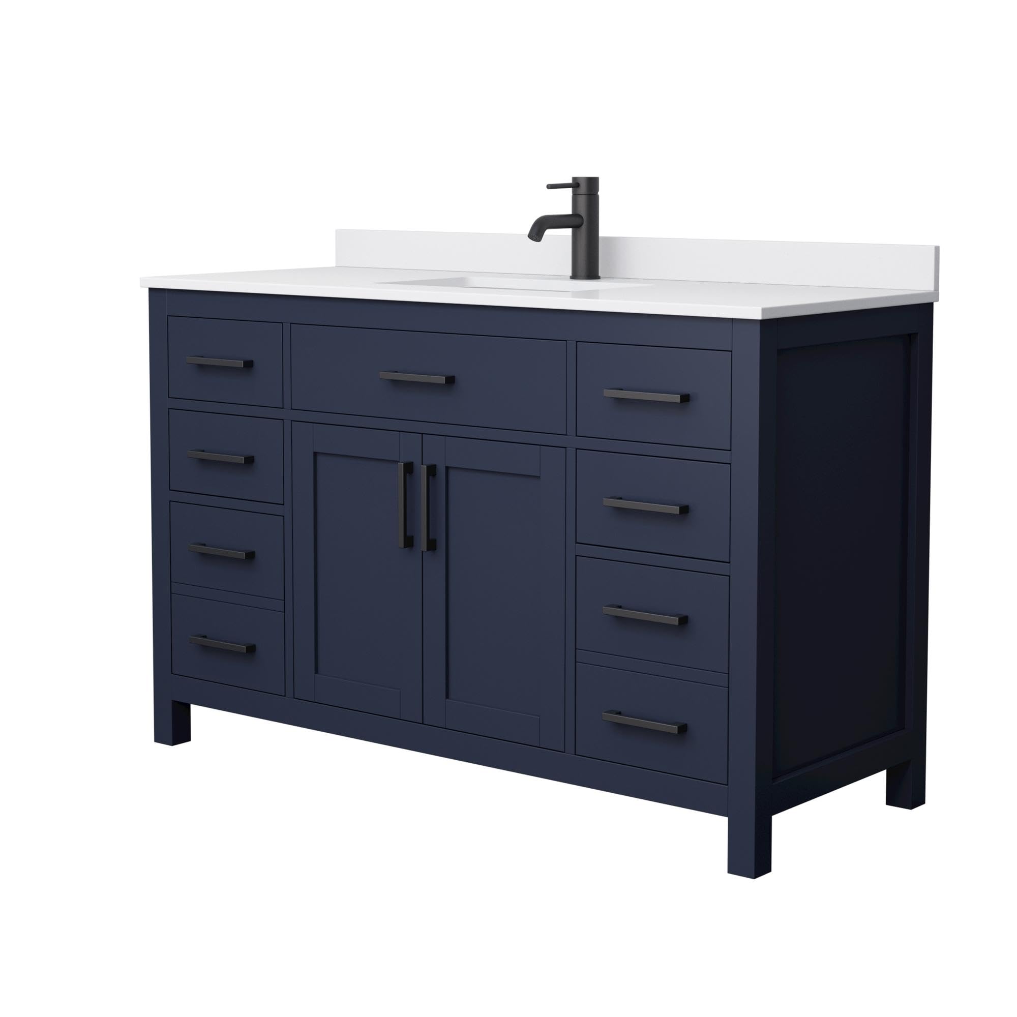 Wyndham Collection WCG242454SBBWCUNSMXX Beckett Vanity Set - Dark Blue Bathroom Vanity with Sink & Mirror for Modern Home Decor | Perfect for Master Bath, Guest Bath & Powder Room Makeovers