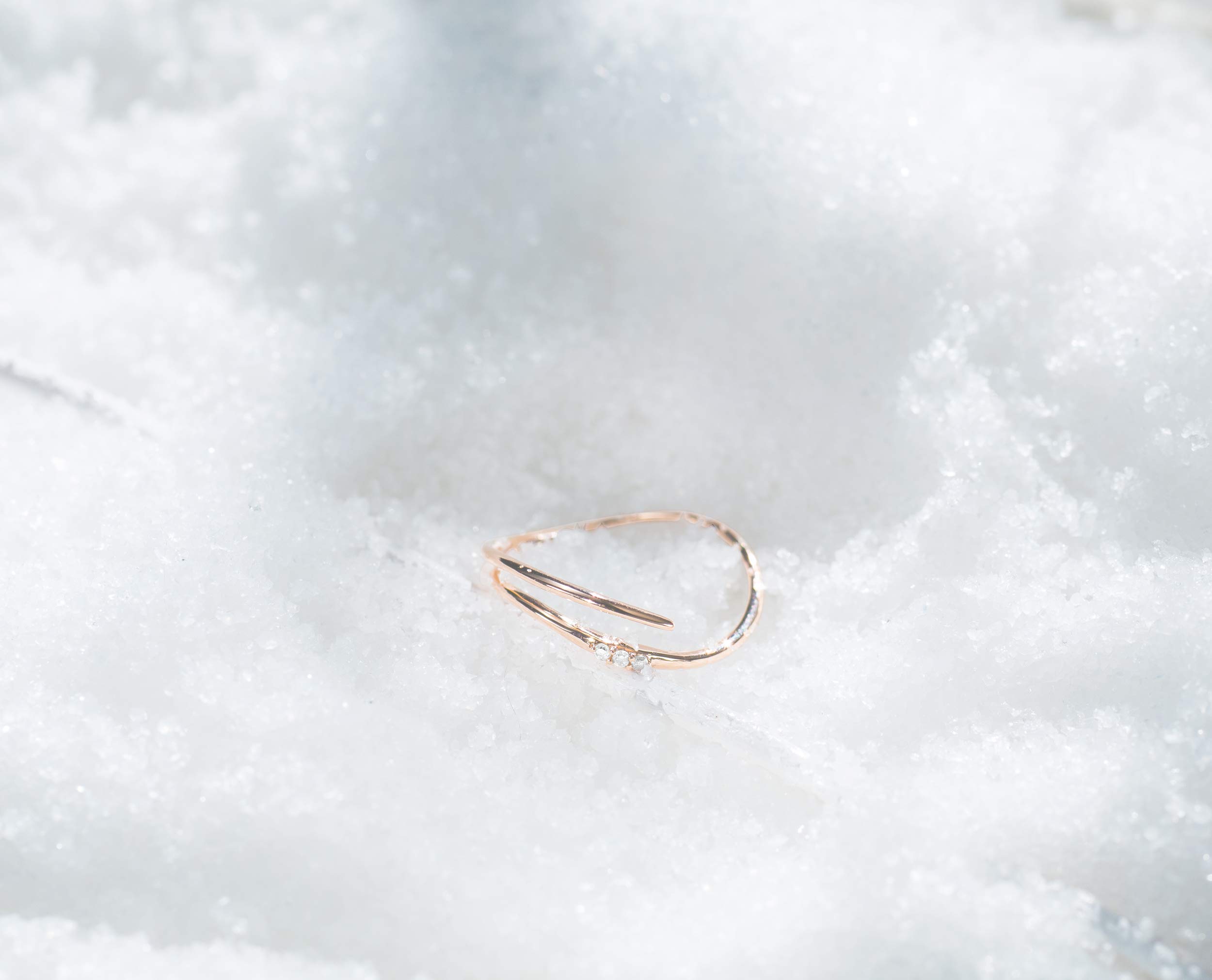 14K Rose Gold Diamond Ring for Women - Majade Handmade Minimalist Engagement & Wedding Ring Band | Unique Non-Traditional Solid Gold Jewelry for Proposals, Anniversaries & Special Occasions