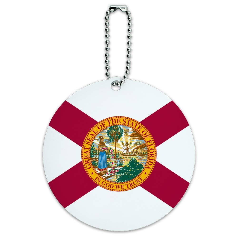 Florida State Flag Round Luggage ID Tag - Durable Suitcase Handle Tag for Travel Accessories, Carry-On Bags & Backpacks (Perfect for Airports, Vacations & Business Trips)