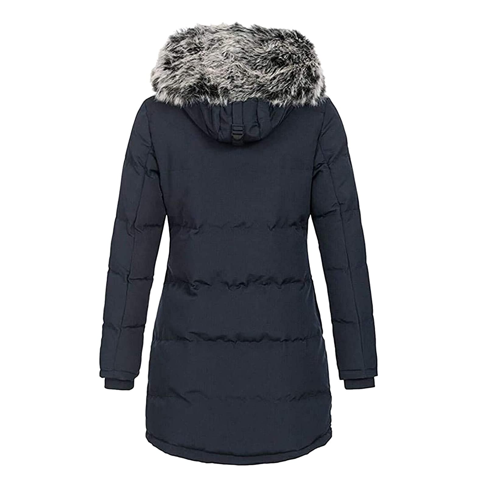Women's Fashion Faux Fur Hooded Winter Coat - Warm Fleece Lined Drawstring Jacket with Slim Fit Zipper for Cold Weather | Cozy Outerwear for Casual Outings, Travel & Winter Activities
