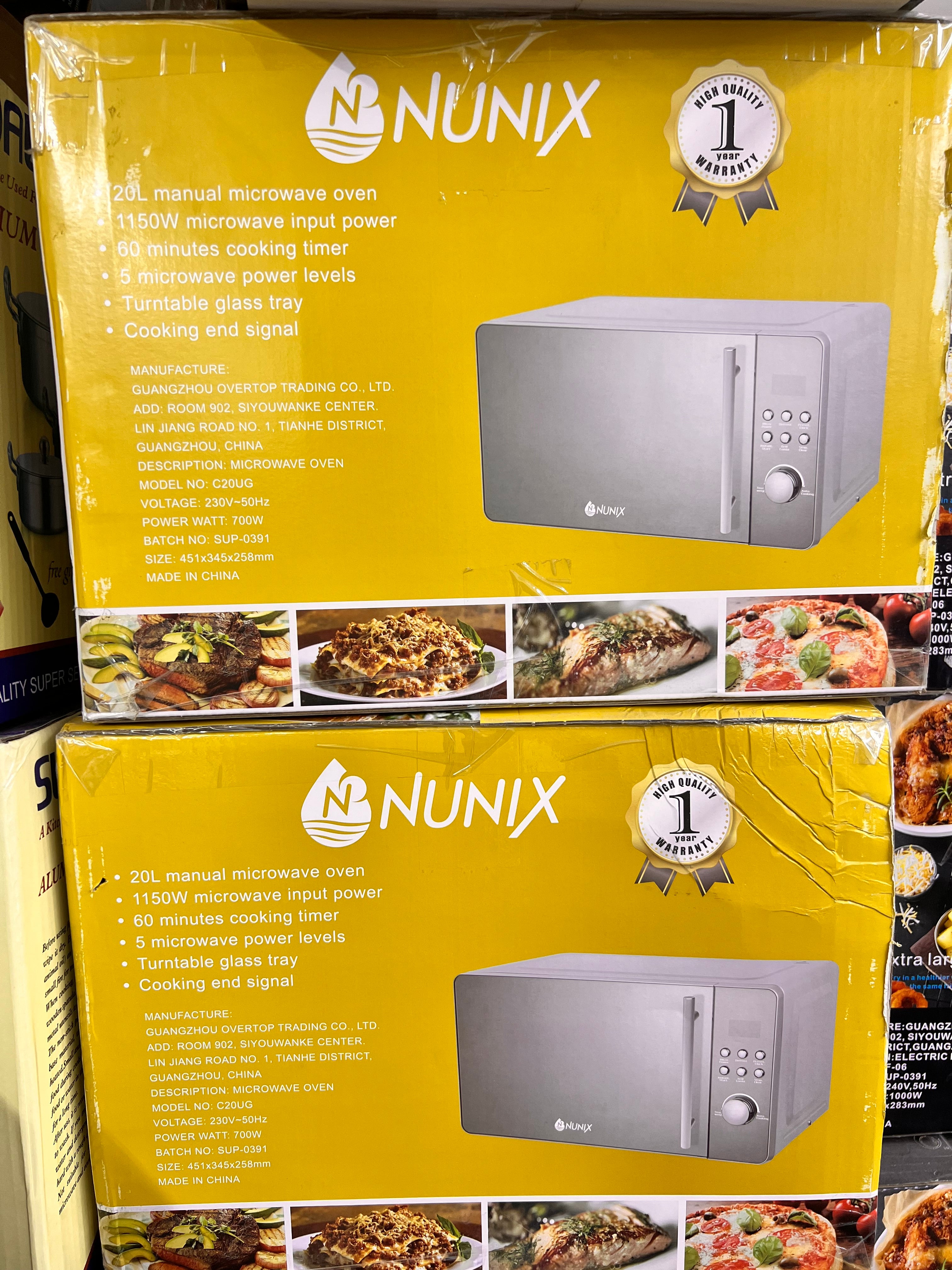 Nunix 20L Compact Microwave Oven with 10 Power Levels - Perfect for Small Kitchens, Dorms, and Office Spaces