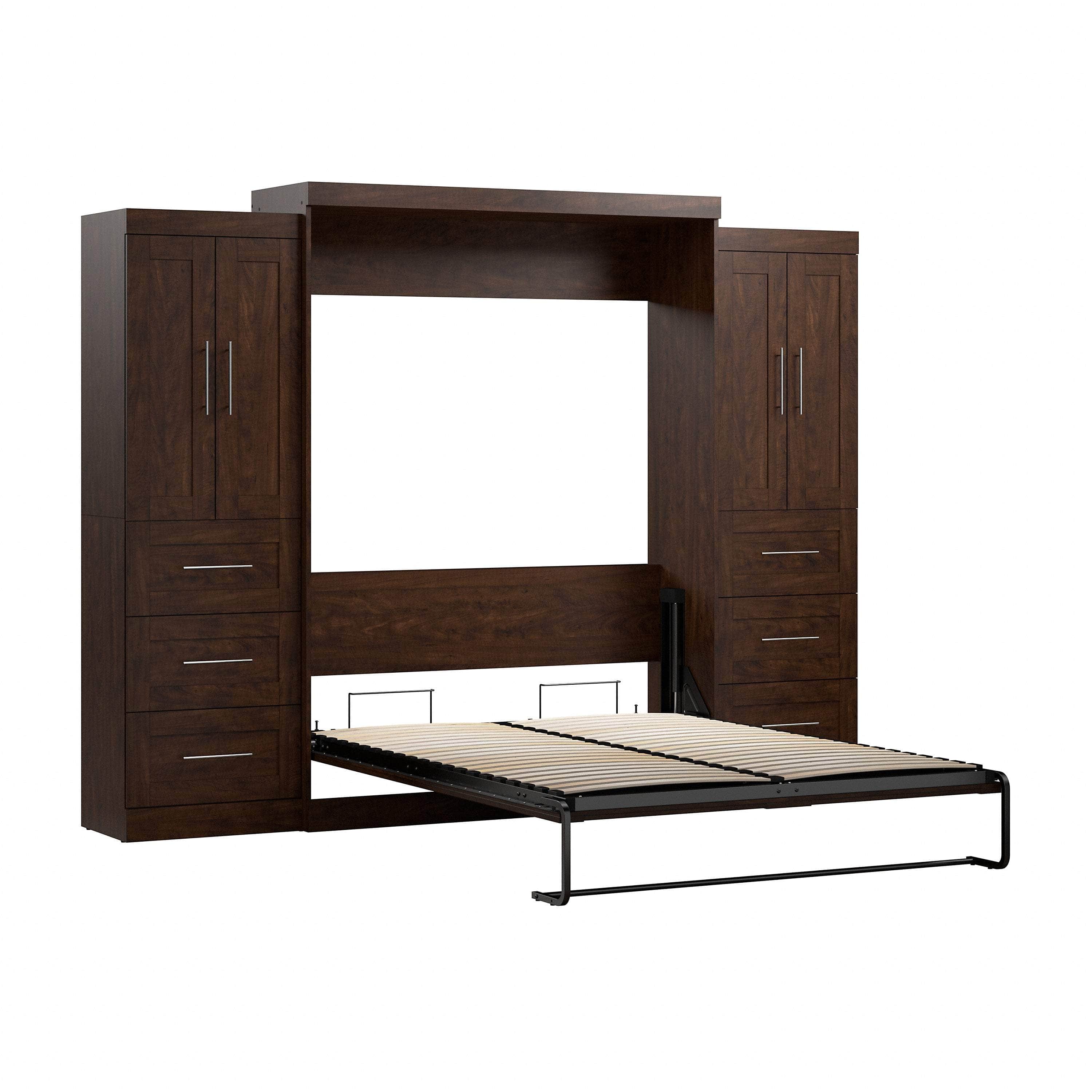 Pur Queen Murphy Wall Bed with Closet Storage Cabinets (115W) - 7 Color Options - Space-Saving Solution for Small Apartments, Guest Rooms & Home Offices