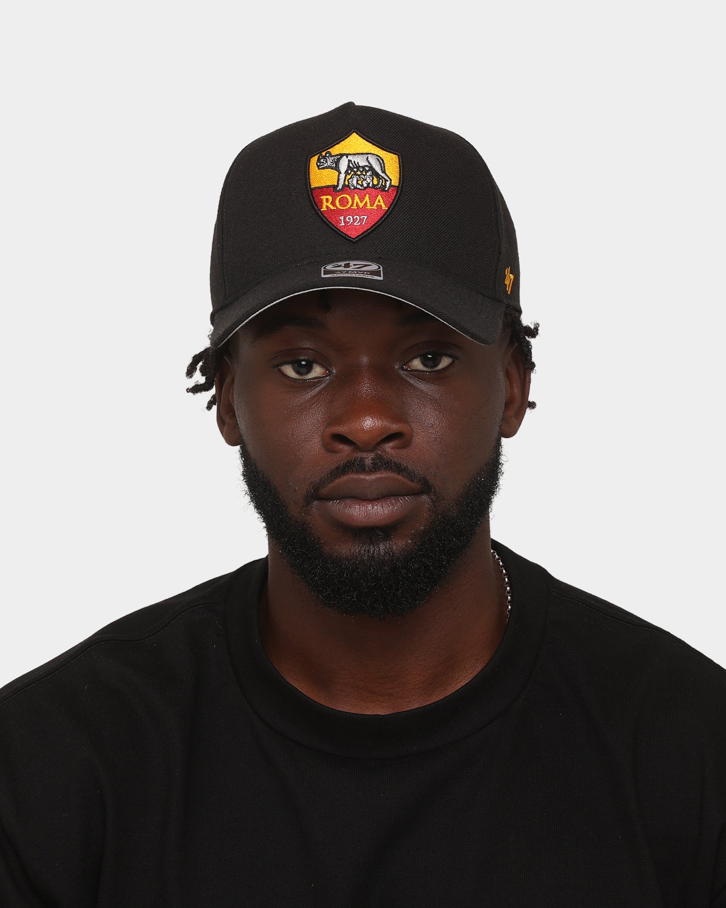 47 Brand AS Roma Replica 47 MVP DT Snapback Black Hat - Official Licensed Adjustable Baseball Cap for Men & Women - Perfect for Soccer Fans, Game Day & Casual Wear