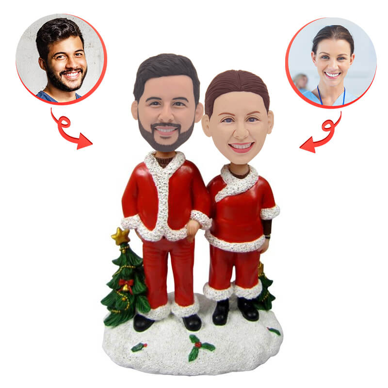 Custom Christmas Couple Bobblehead - Personalized Holiday Gift for Couples - Perfect for Christmas Decorations, Anniversary Gifts & Wedding Favors